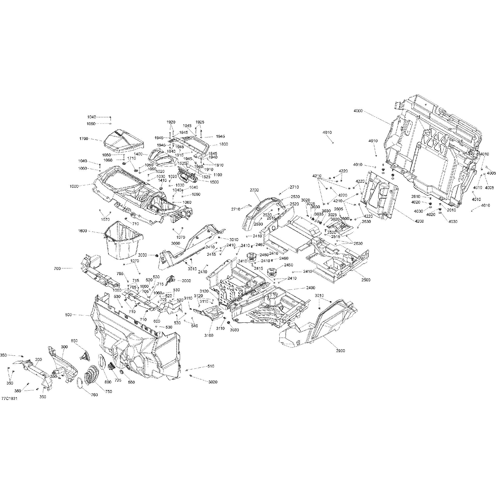 An Image of a Genuine Can-Am Parts Schematic Diagram showing the schematic - CAB INTERIOR MAVERICK TRAIL