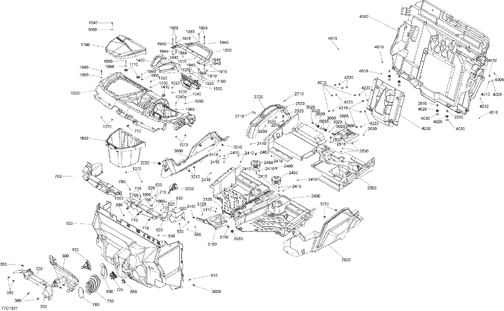 An Image of a Genuine Can-Am Parts Schematic Diagram showing the schematic - CAB INTERIOR MAVERICK TRAIL