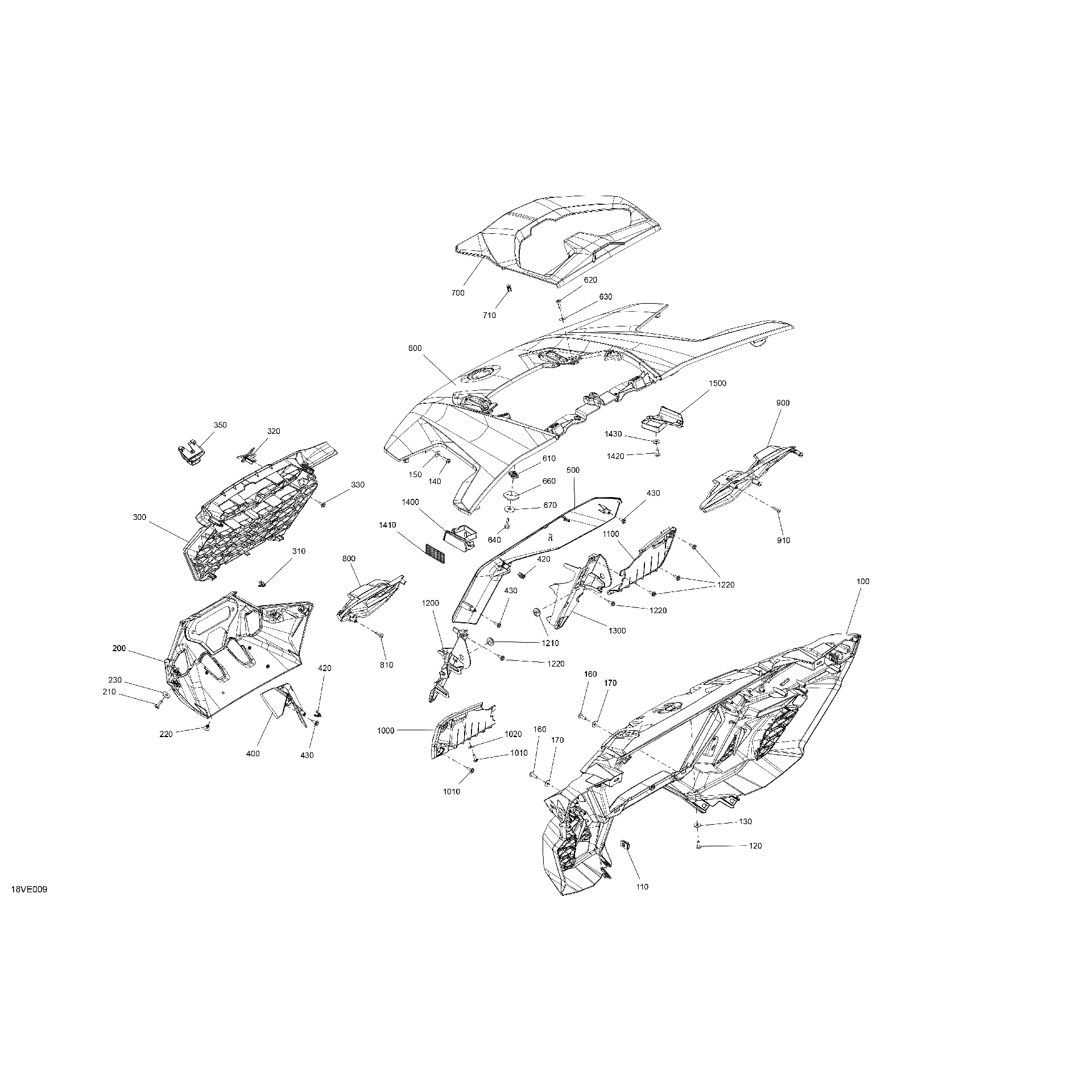 An Image of a Genuine Can-Am Parts Schematic Diagram showing the schematic - BODY - HOOD