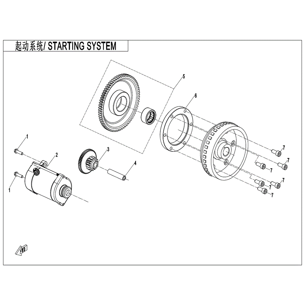 An Image of a genuine CFMOTO Parts Schematic Diagram showing the group - STARTING SYSTEM - 2022 CFMOTO CFORCE 600