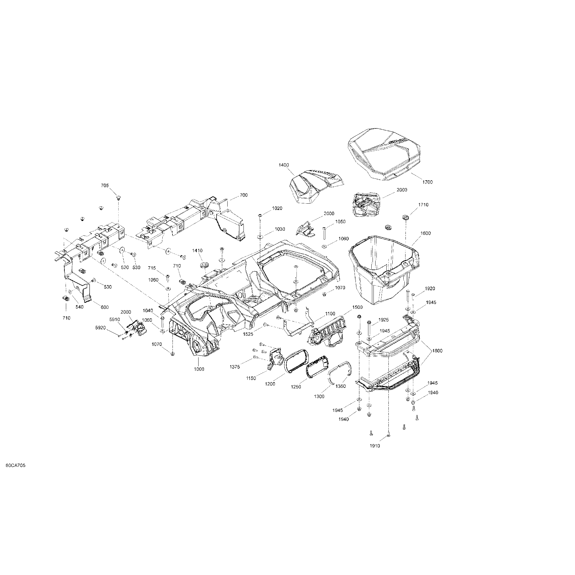 An Image of a Genuine Can-Am Parts Schematic Diagram showing the schematic - BODY - CAB INTERIOR - DASHBOARD - DPS