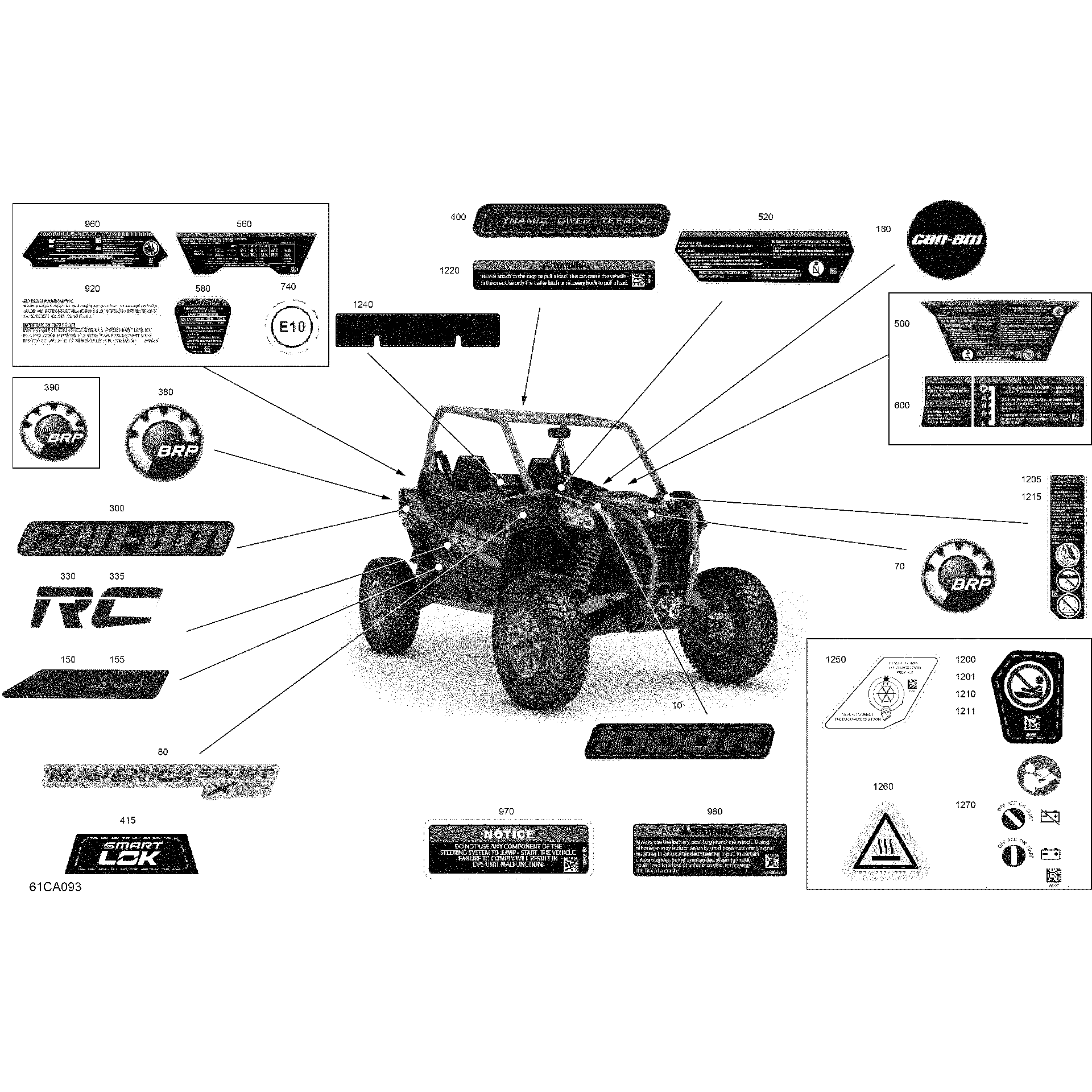 An Image of a Genuine Can-Am Parts Schematic Diagram showing the schematic - BODY - DECALS