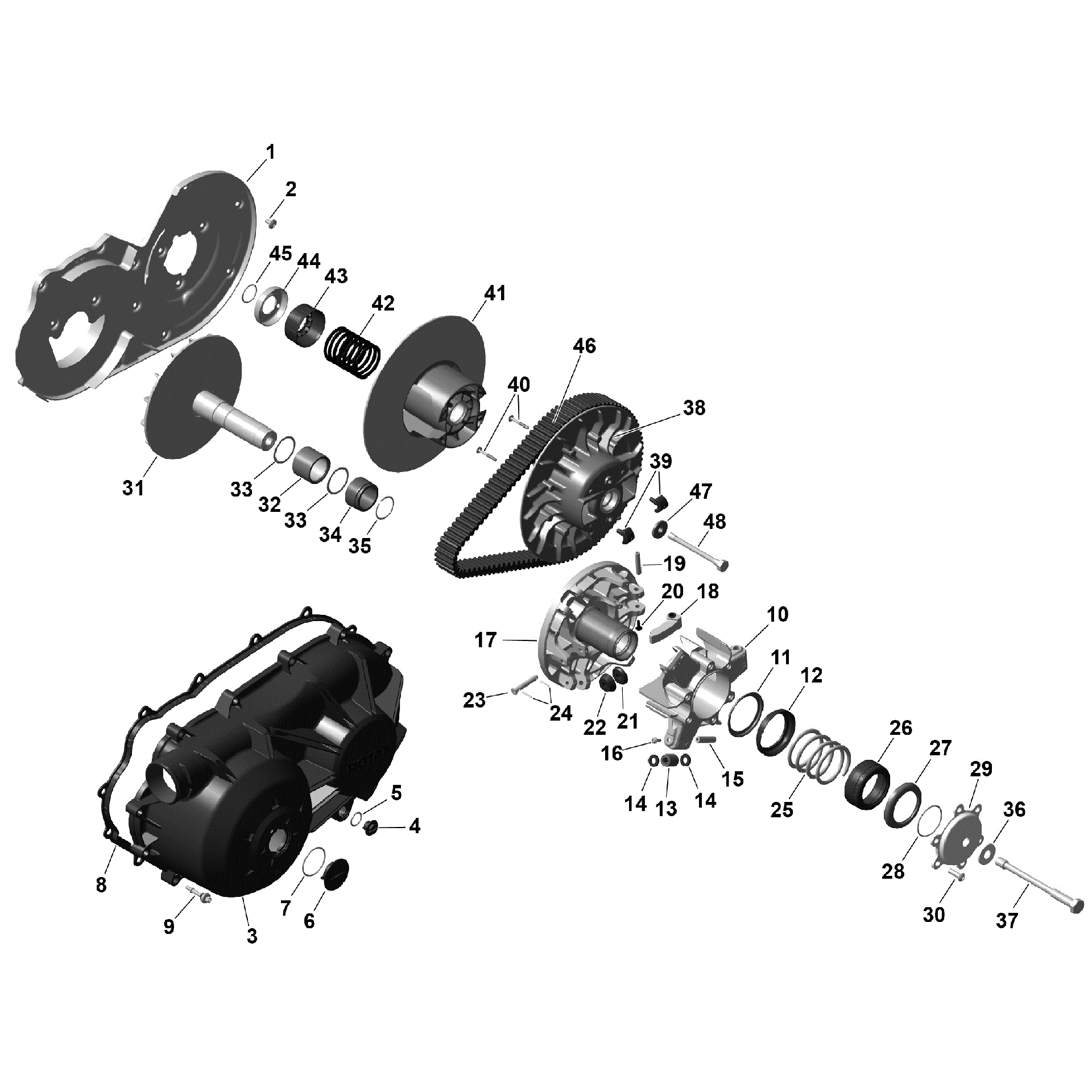 An Image of a Genuine Can-Am Parts Schematic Diagram showing the schematic - ROTAX - CVT