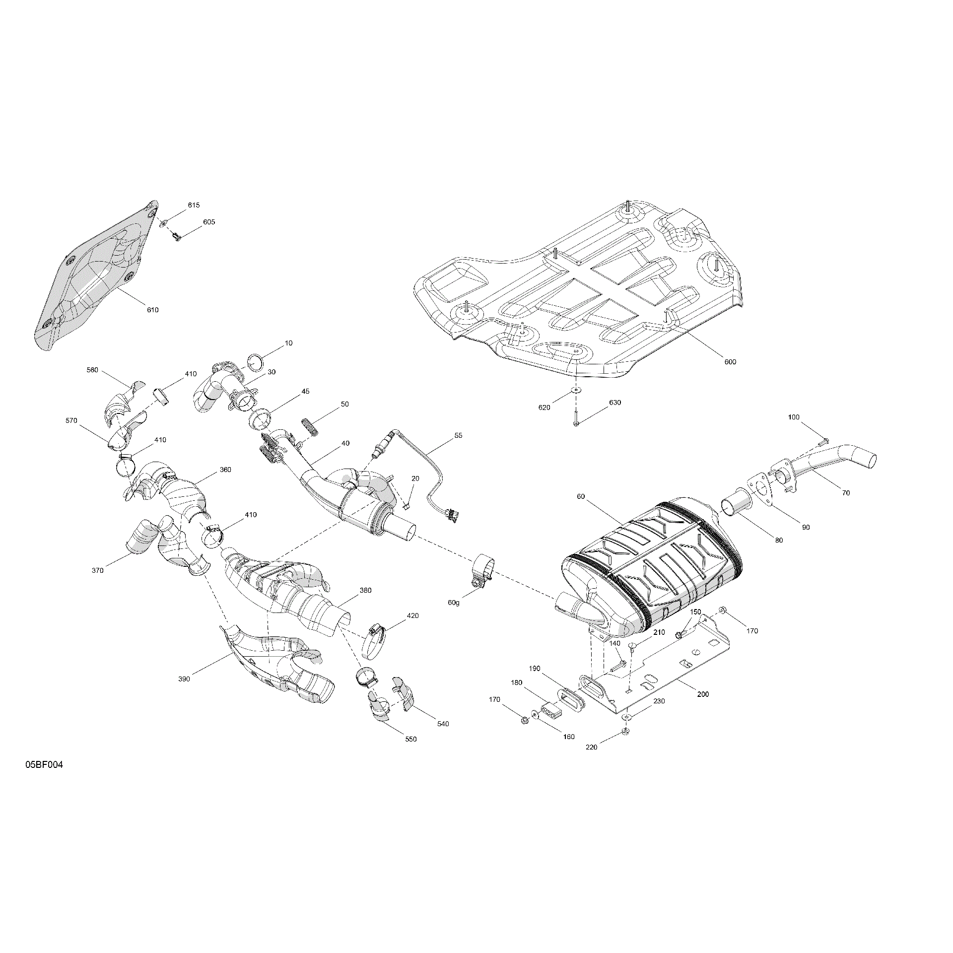 An Image of a Genuine Can-Am Parts Schematic Diagram showing the schematic - ENGINE - EXHAUST