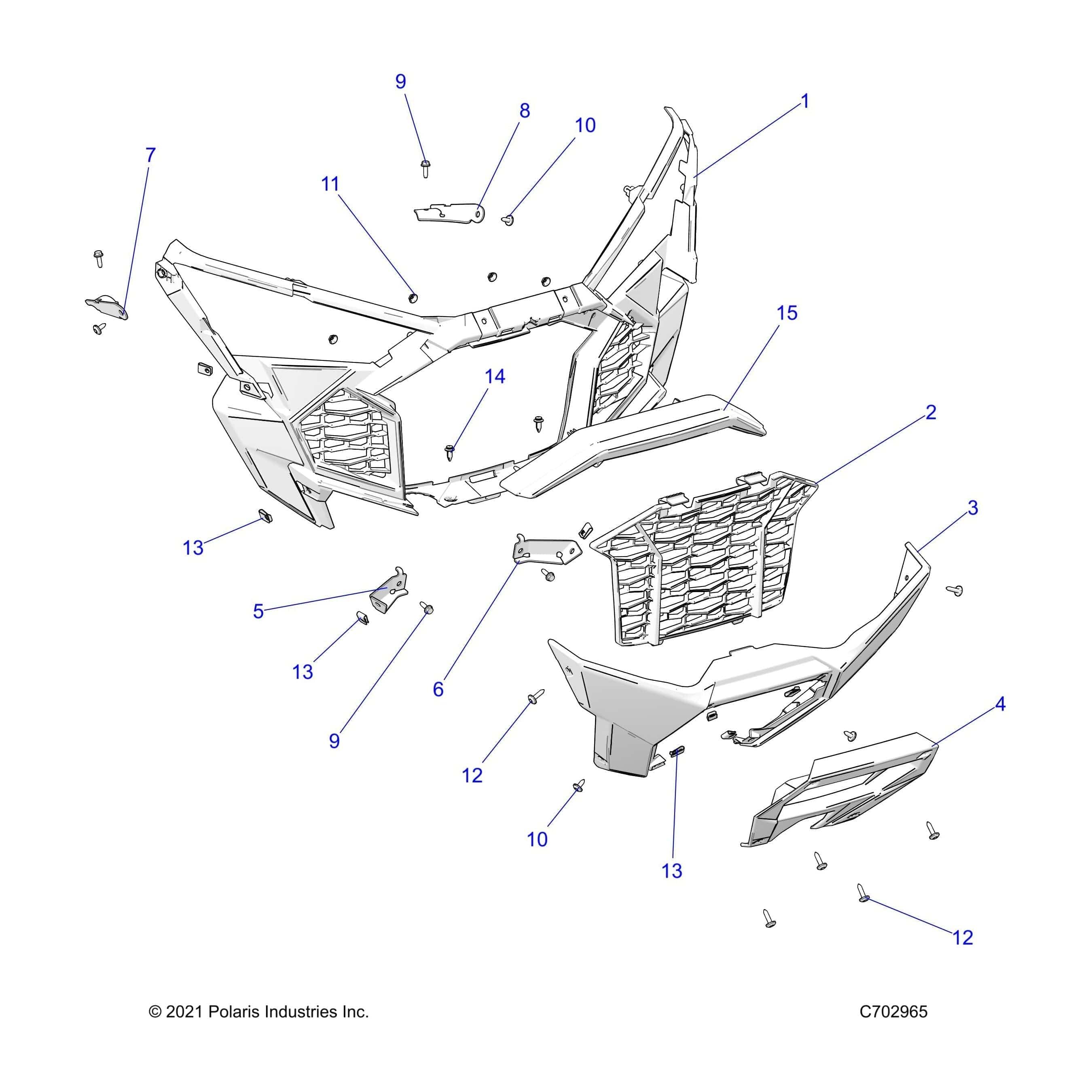 Fascia Grill, Front, Gloss Blac by Polaris 5456612-070 OEM Hardware P5456612-070 Off Road Express
