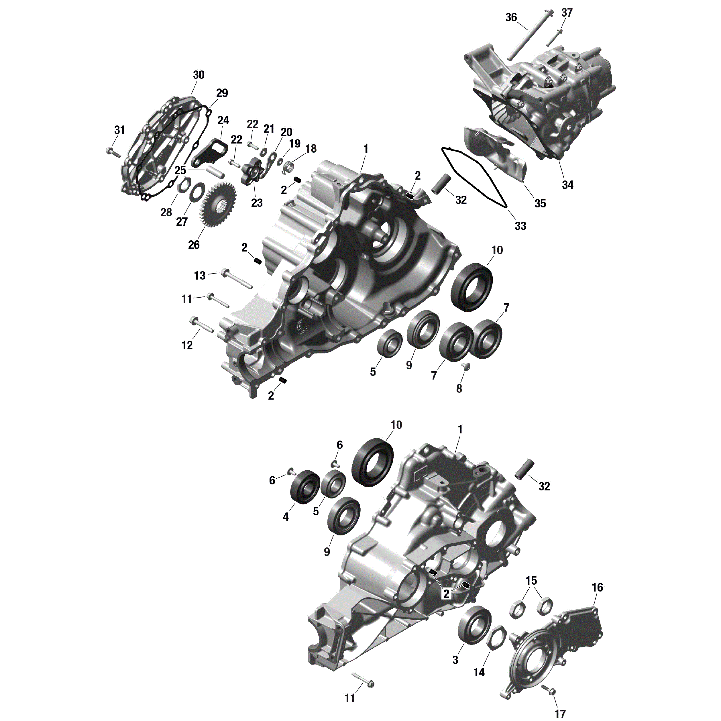 An Image of a Genuine Can-Am Parts Schematic Diagram showing the schematic - ROTAX - GEARBOX 1