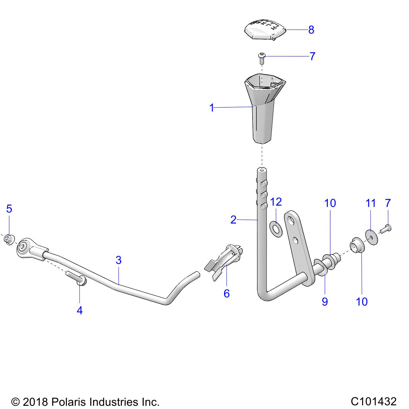 An Image of a Genuine Polaris Parts Schematic Diagram showing the schematic - DRIVE TRAIN: GEAR SELECTOR - 2024 POLARIS SPORTSMAN TOURING 850 48"