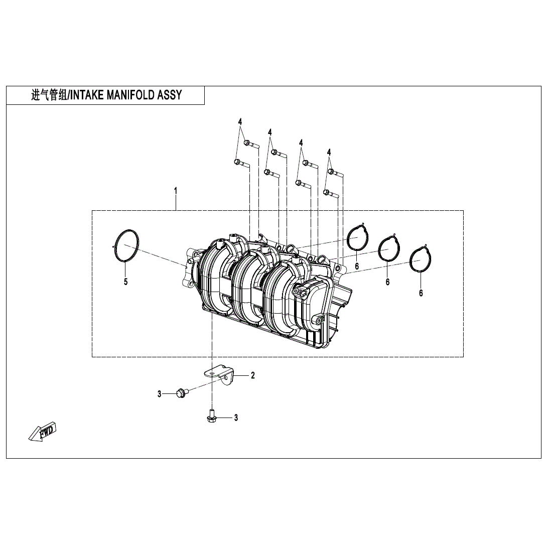 An Image of a Genuine CFMOTO Parts Schematic Diagram showing the schematic - INTAKE MANIFOLD ASSY - 2025 CFMOTO UFORCE U10 PRO