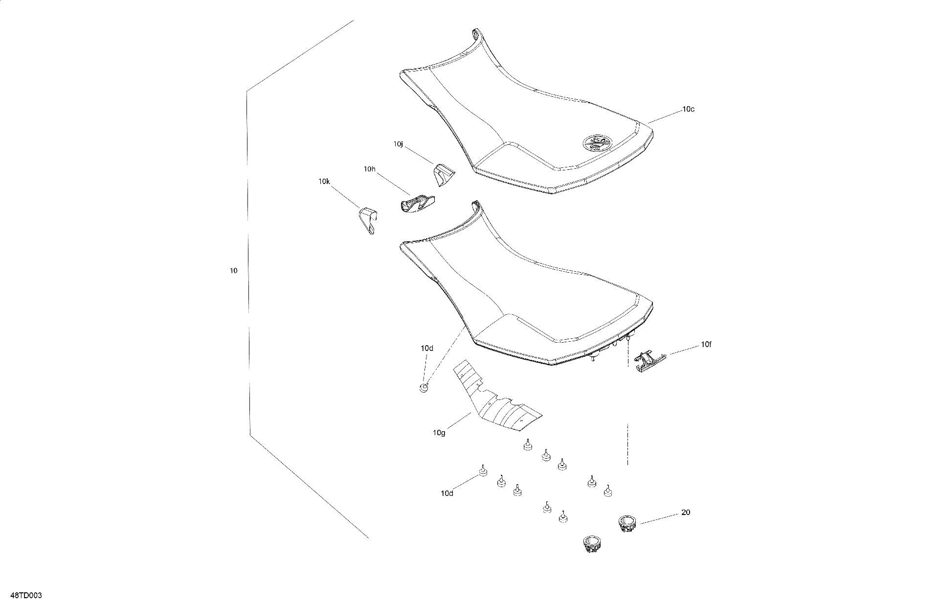 An Image of a Genuine Can-Am Parts Schematic Diagram showing the schematic - BODY - SEAT