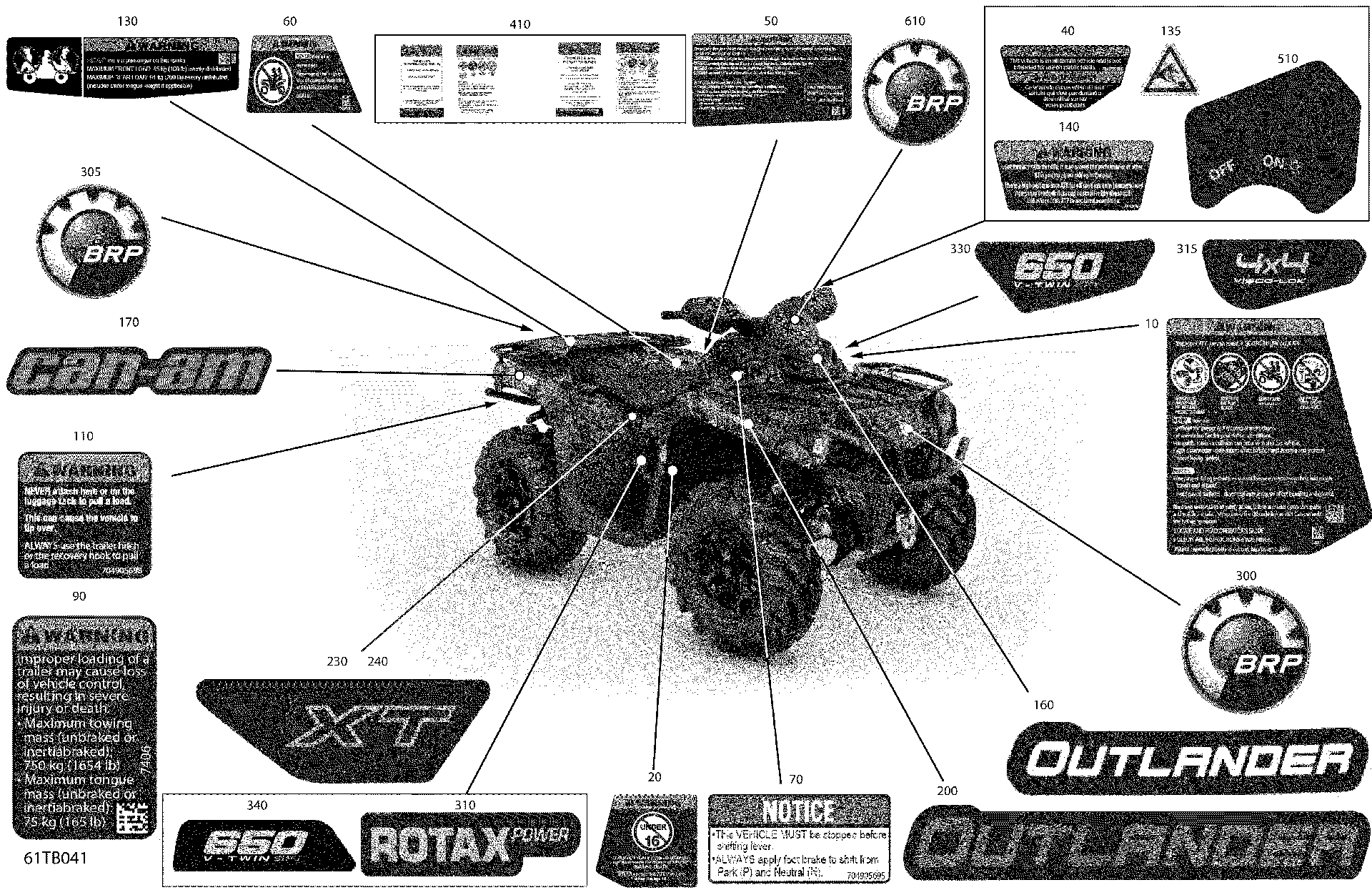 An Image of a Genuine Can-Am Parts Schematic Diagram showing the schematic - BODY - DECALS