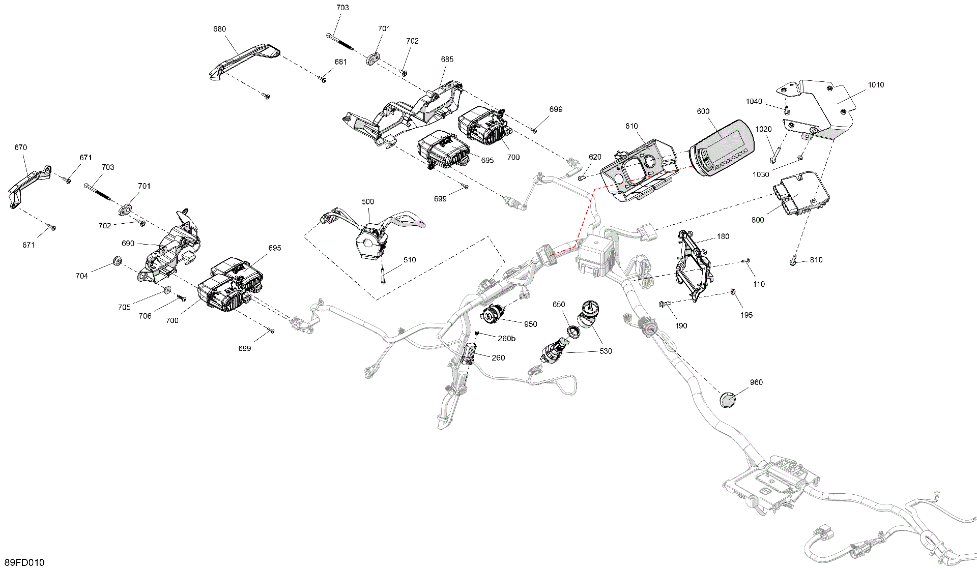 An Image of a Genuine Can-Am Parts Schematic Diagram showing the schematic - ELECTRIC - FRONT SECTION