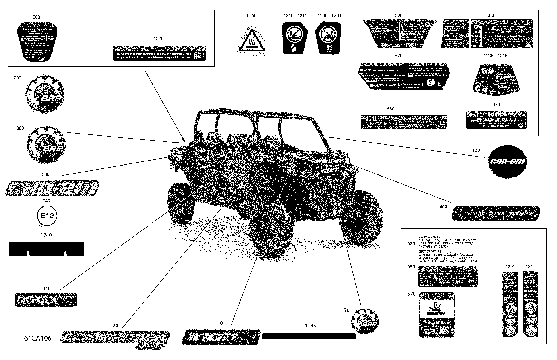 An Image of a Genuine Can-Am Parts Schematic Diagram showing the schematic - BODY - DECALS - XT