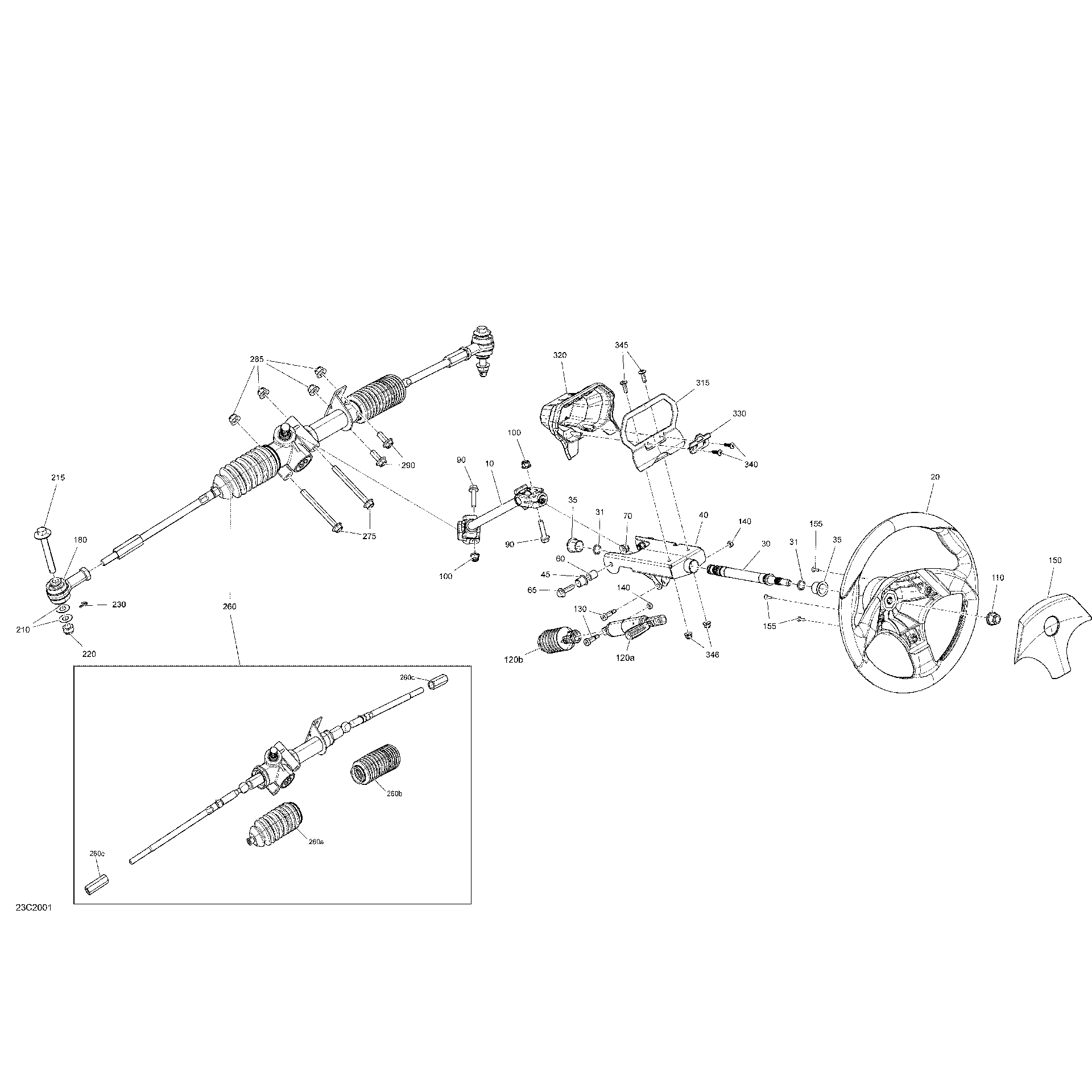 An Image of a Genuine Can-Am Parts Schematic Diagram showing the schematic - STEERING - STD