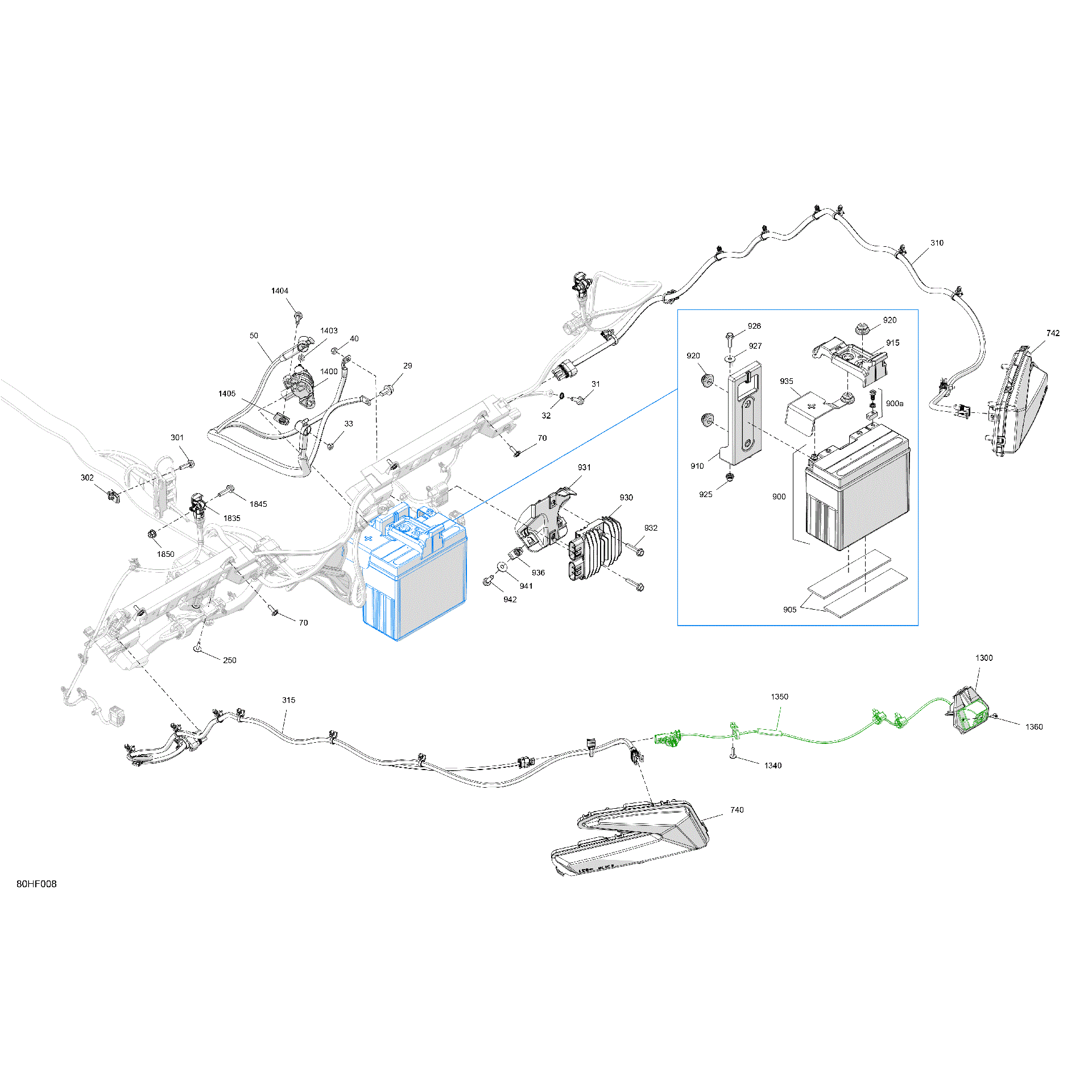 An Image of a Genuine Can-Am Parts Schematic Diagram showing the schematic - ELECTRIC - REAR SECTION