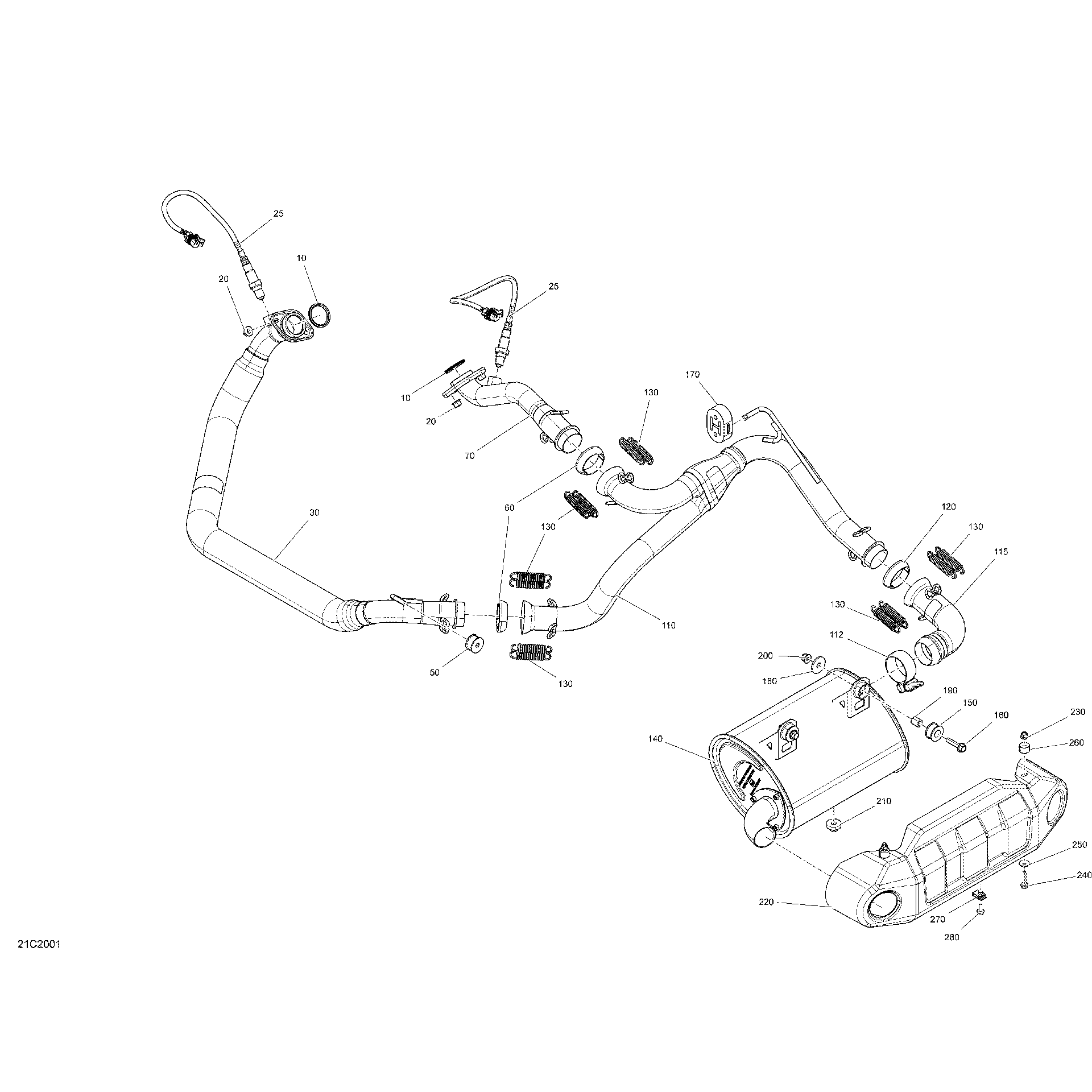 An Image of a Genuine Can-Am Parts Schematic Diagram showing the schematic - EXHAUST