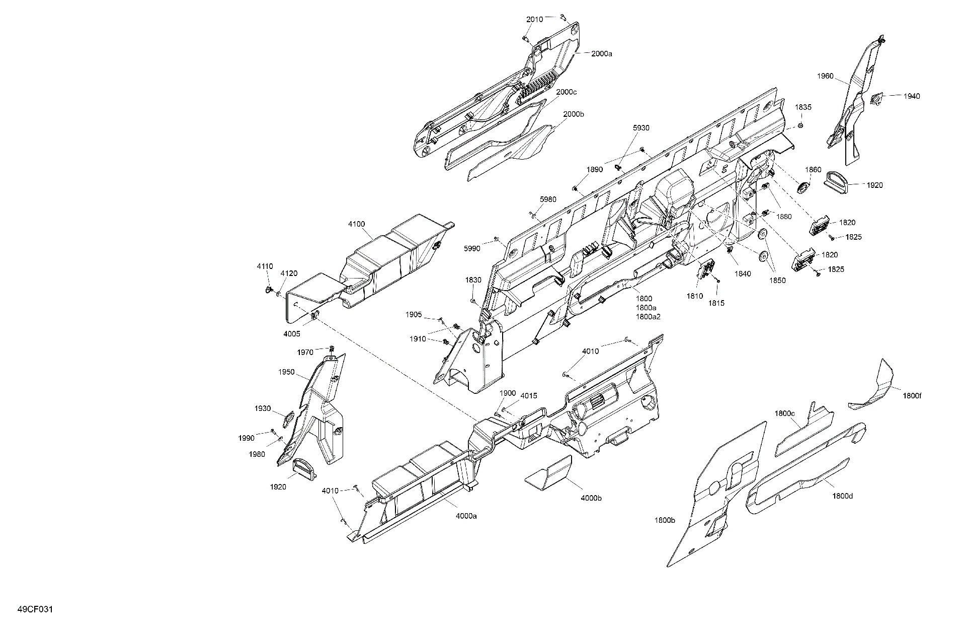 An Image of a Genuine Can-Am Parts Schematic Diagram showing the schematic - CAB INTERIOR - BACK WALL