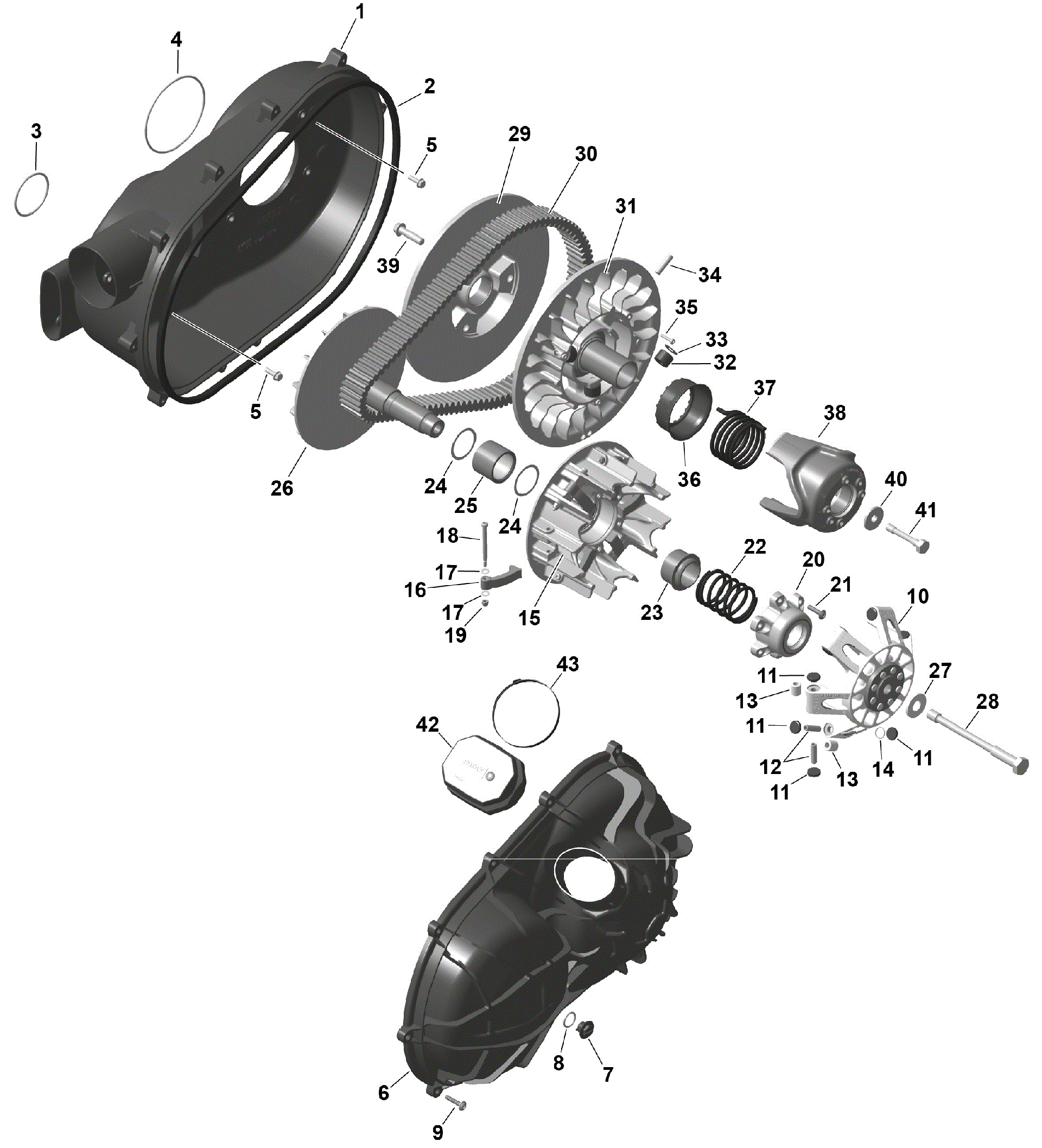 An Image of a Genuine Can-Am Parts Schematic Diagram showing the schematic - ROTAX - CVT