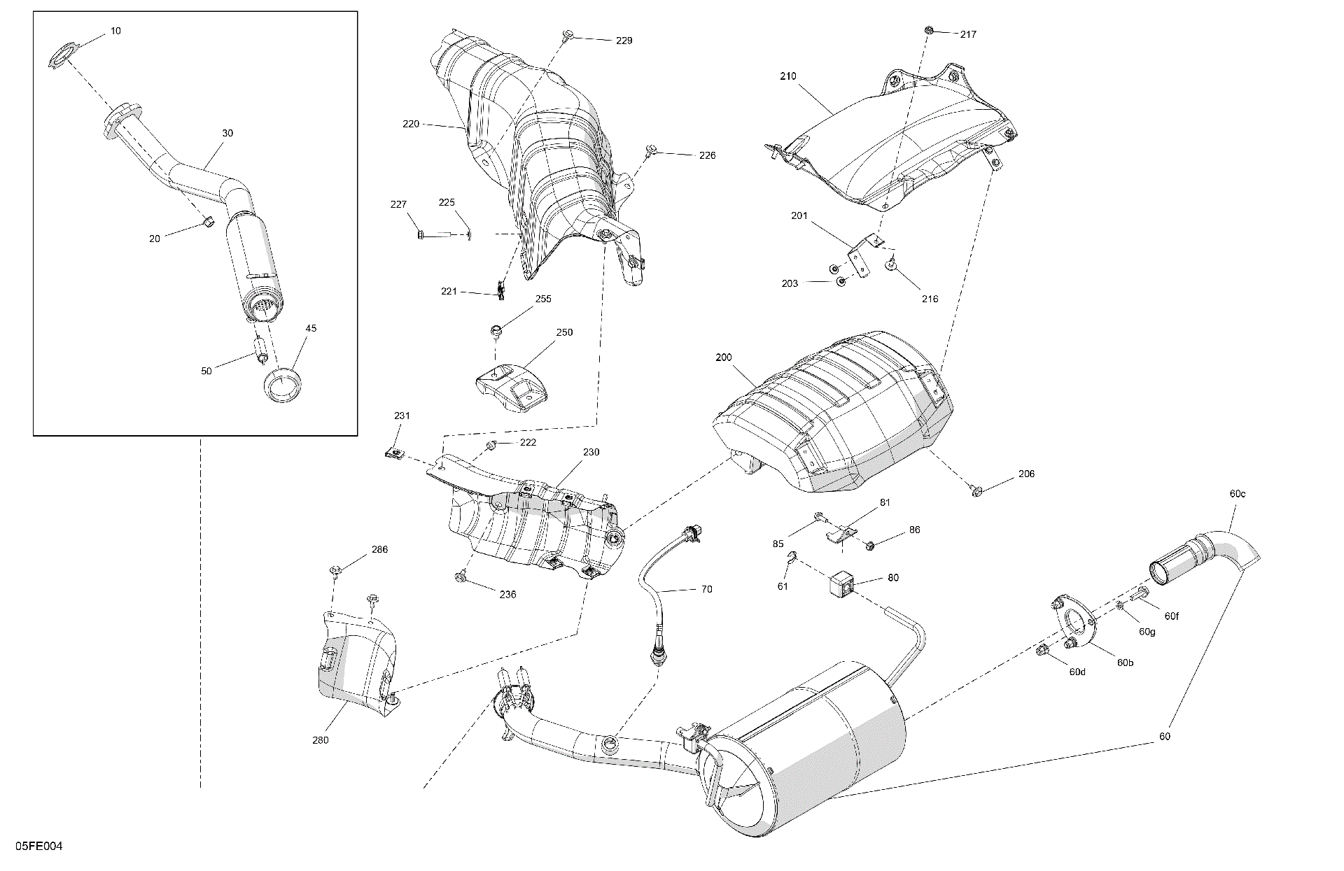An Image of a Genuine Can-Am Parts Schematic Diagram showing the schematic - ENGINE - EXHAUST