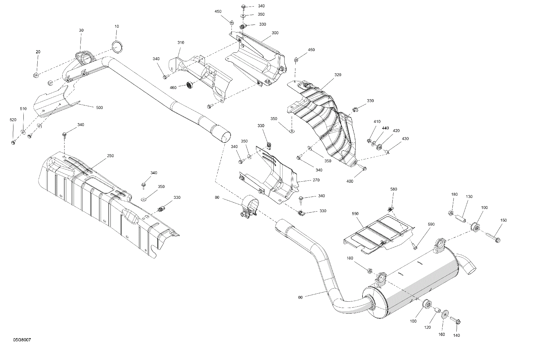 An Image of a Genuine Can-Am Parts Schematic Diagram showing the schematic - ENGINE - EXHAUST