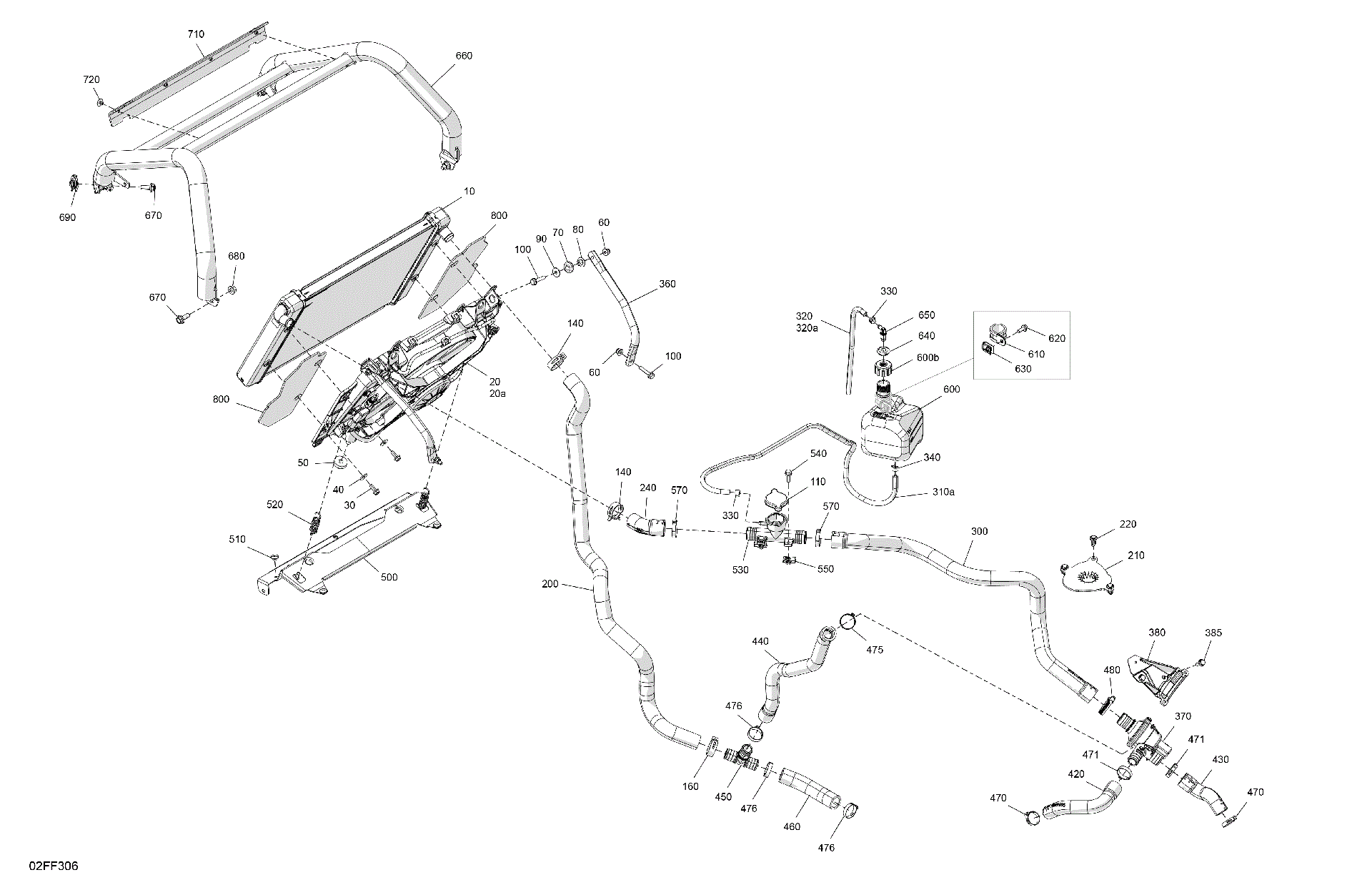 An Image of a Genuine Can-Am Parts Schematic Diagram showing the schematic - ENGINE - COOLING