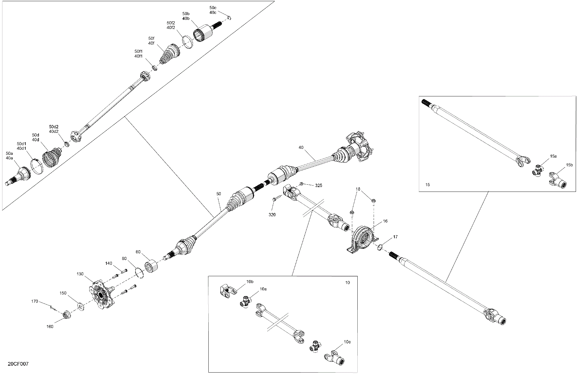 An Image of a Genuine Can-Am Parts Schematic Diagram showing the schematic - DRIVE - FRONT - COMMON PARTS