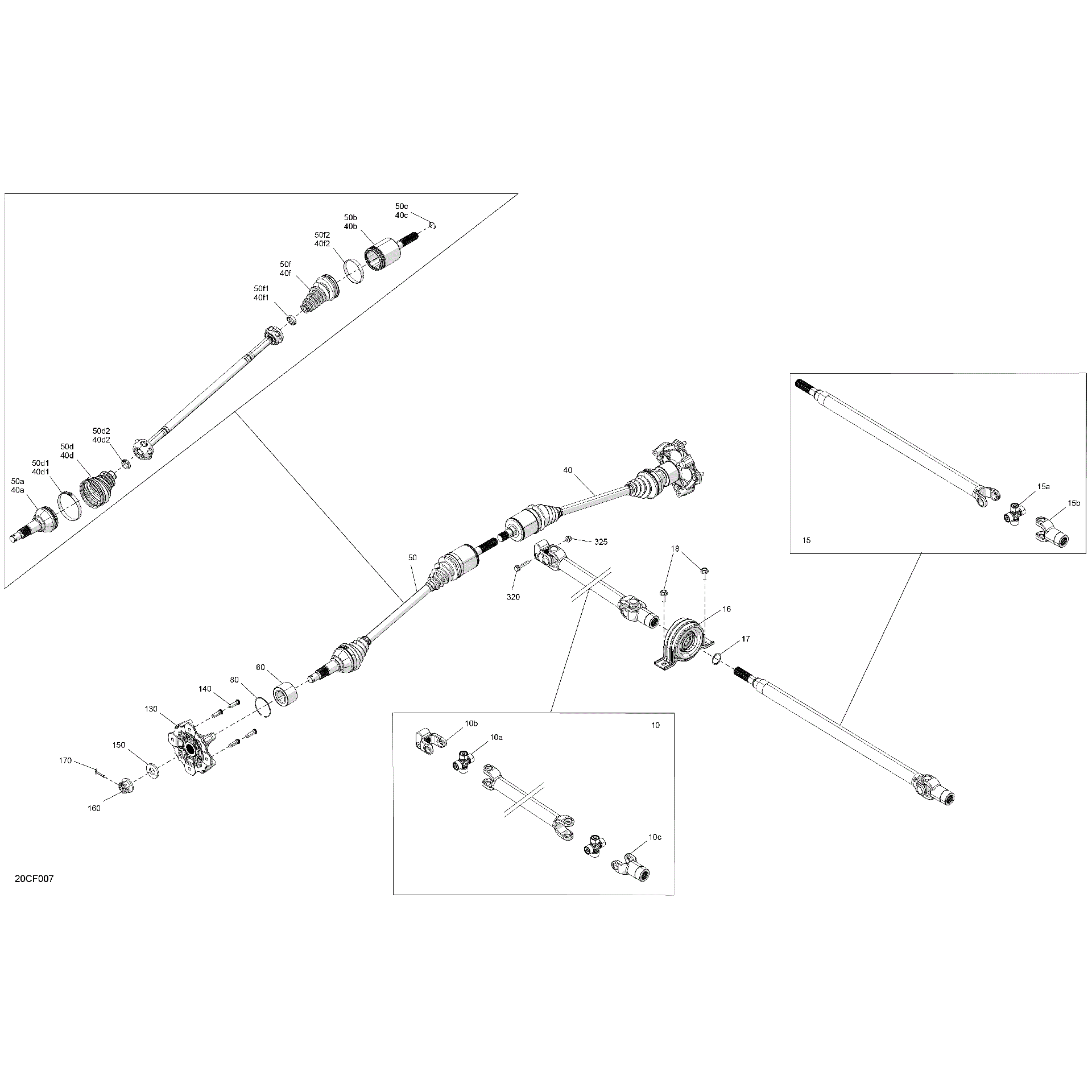 An Image of a Genuine Can-Am Parts Schematic Diagram showing the schematic - DRIVE - FRONT - COMMON PARTS