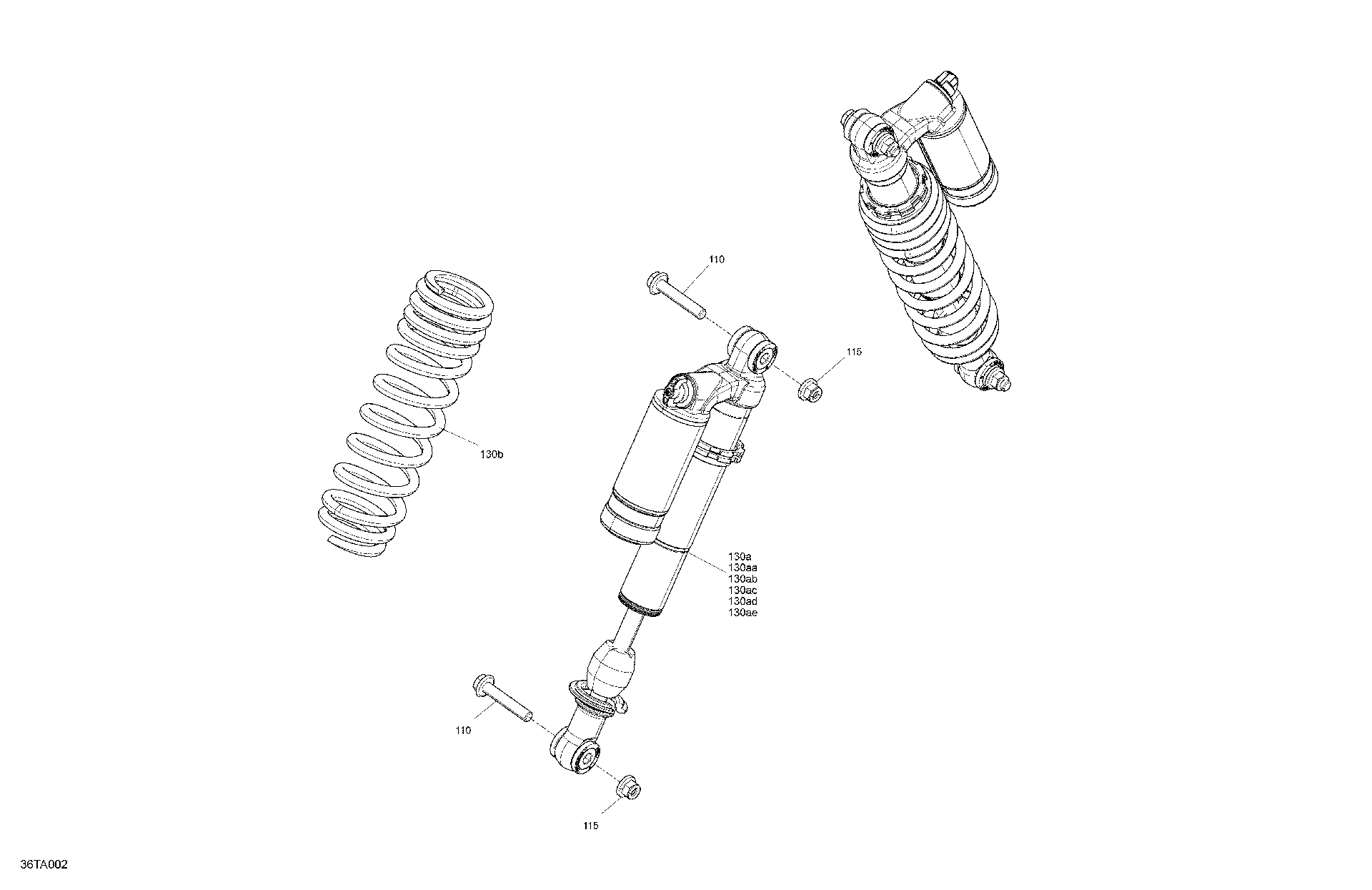 An Image of a Genuine Can-Am Parts Schematic Diagram showing the schematic - SUSPENSION - FRONT SHOCKS