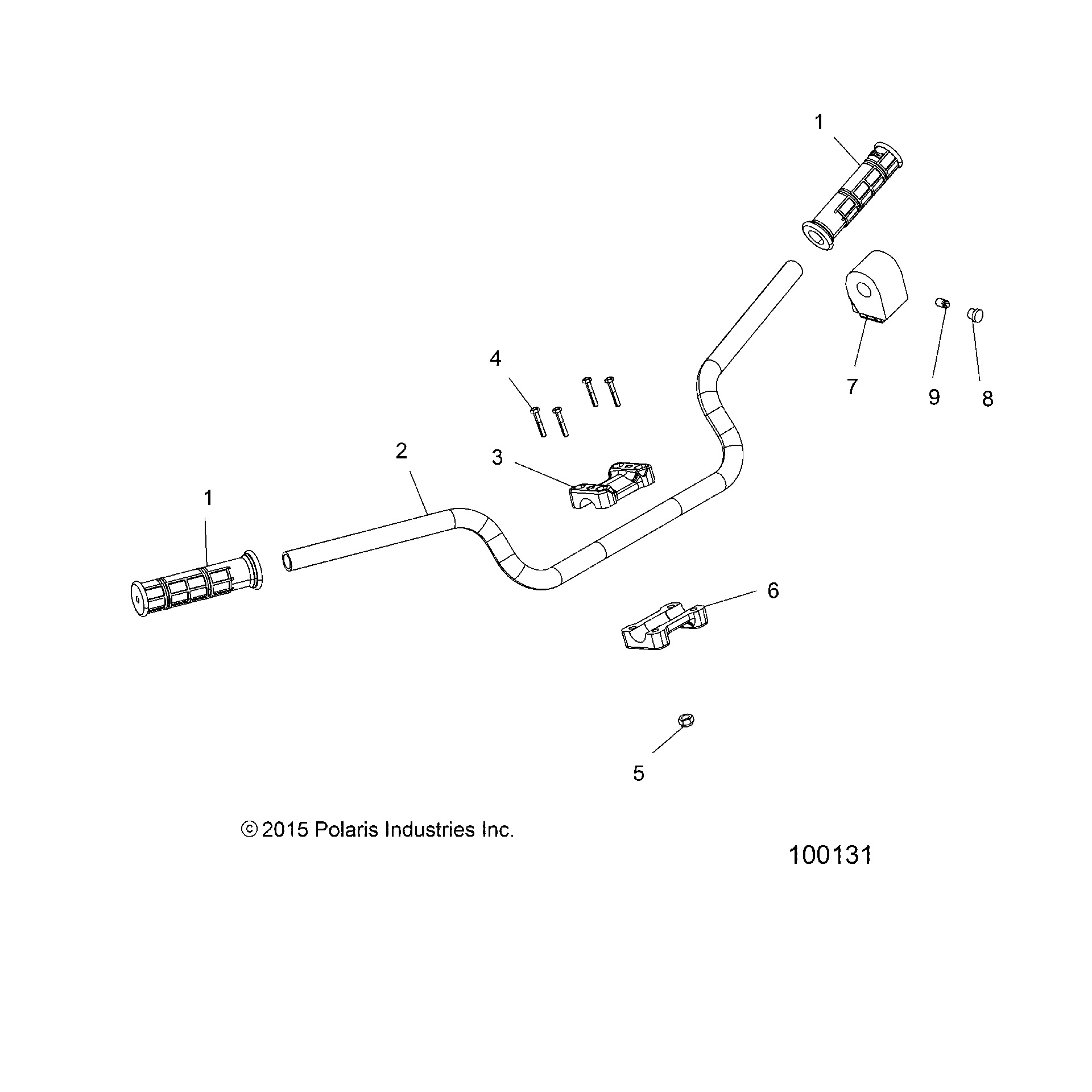 An Image of a Genuine Polaris Parts Schematic Diagram showing the schematic - STEERING: HANDLEBAR and CONTROLS - 2019 POLARIS SPORTSMAN 850 HIGH LIFTER