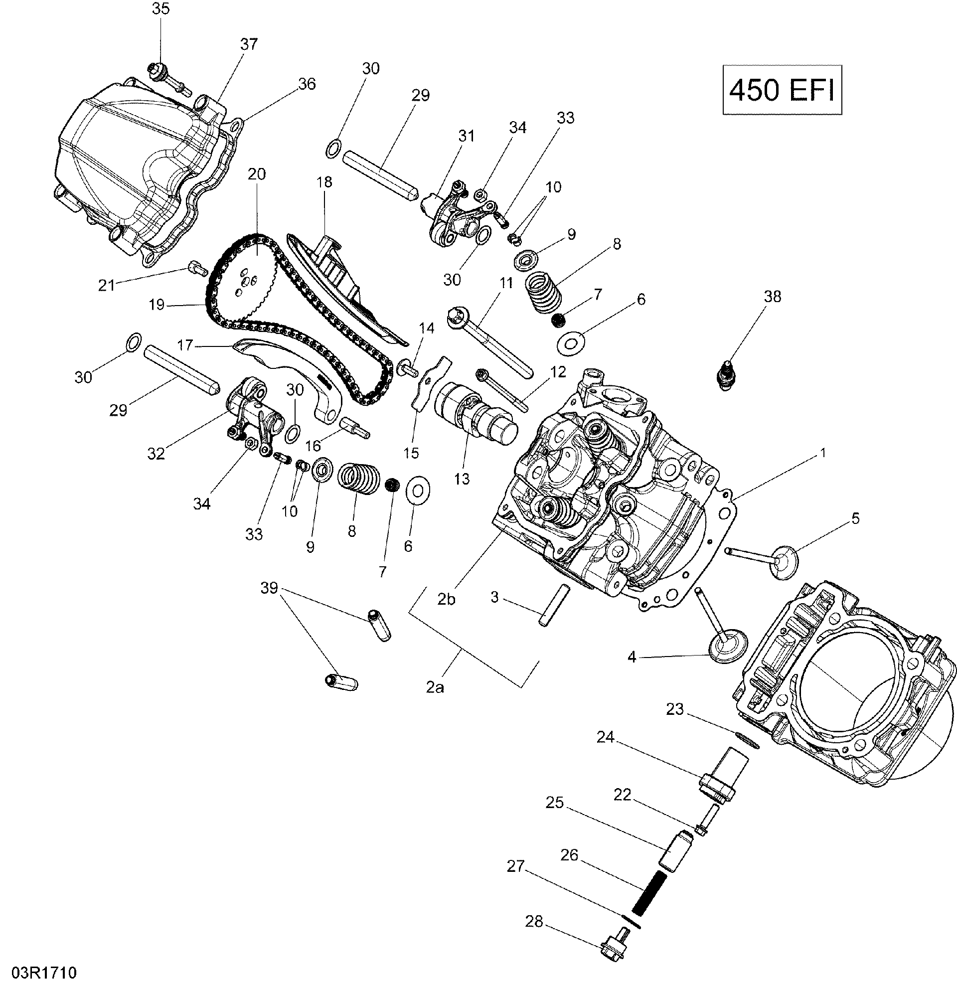 An Image of a Genuine Can-Am Parts Schematic Diagram showing the schematic - ROTAX - CYLINDER HEAD