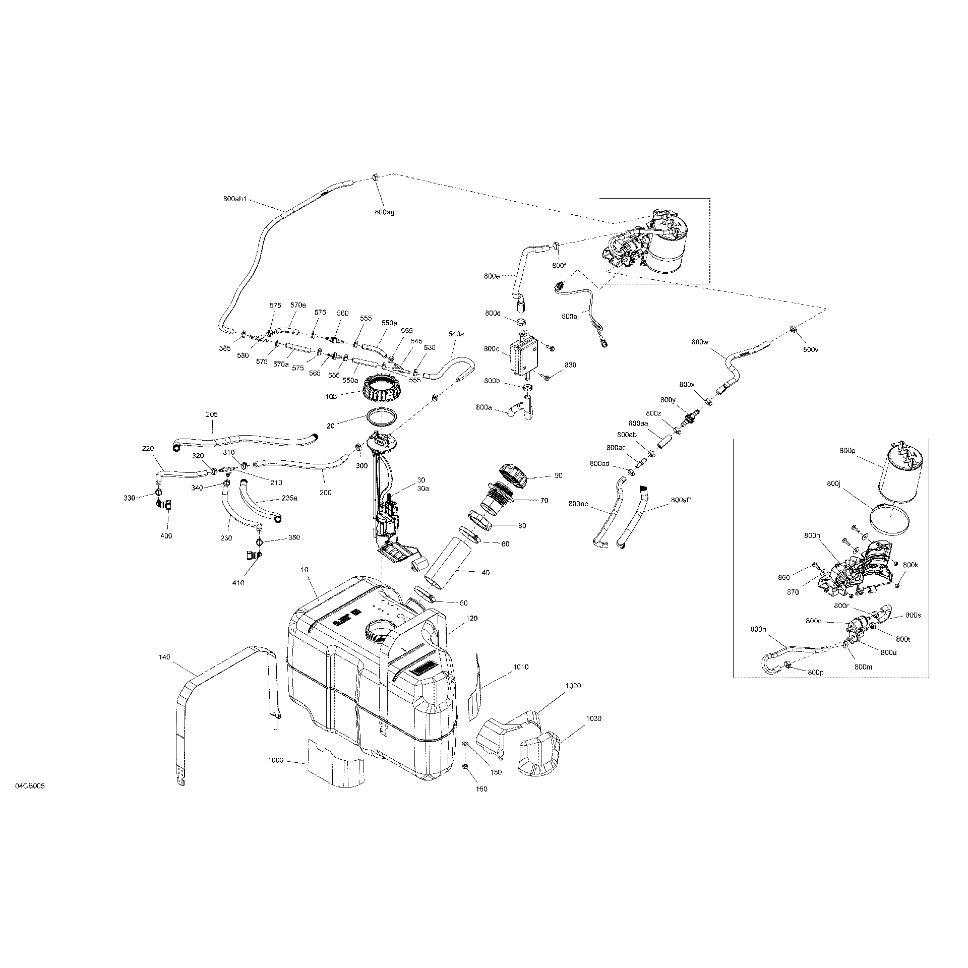 An Image of a Genuine Can-Am Parts Schematic Diagram showing the schematic - ENGINE - FUEL - EVAP