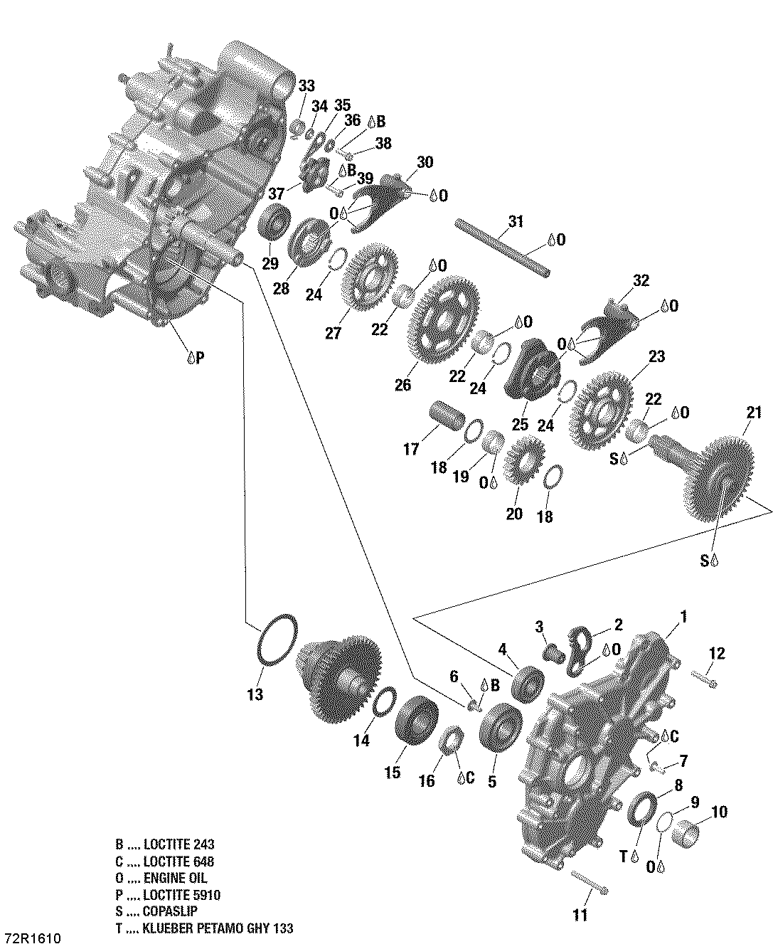 An Image of a Genuine Can-Am Parts Schematic Diagram showing the schematic - GEAR BOX AND COMPONENTS - GBPS - PACKAGE PRO