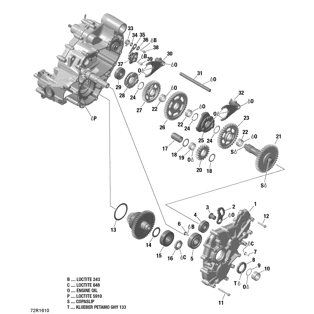 An Image of a Genuine Can-Am Parts Schematic Diagram showing the schematic - GEAR BOX AND COMPONENTS - GBPS - COMMANDER