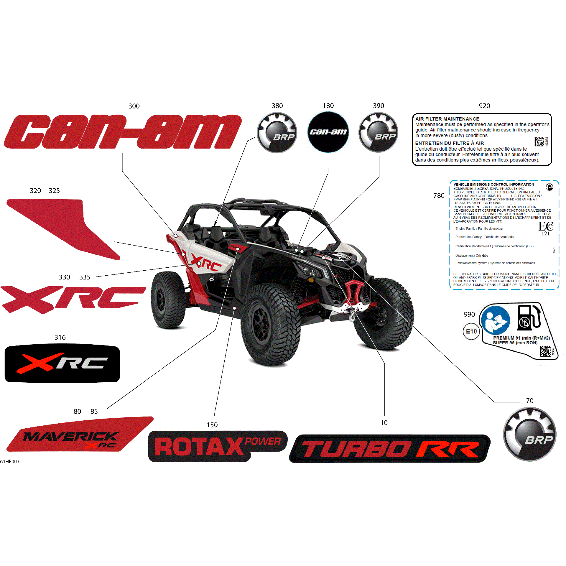 An Image of a Genuine Can-Am Parts Schematic Diagram showing the schematic - BODY - DECALS
