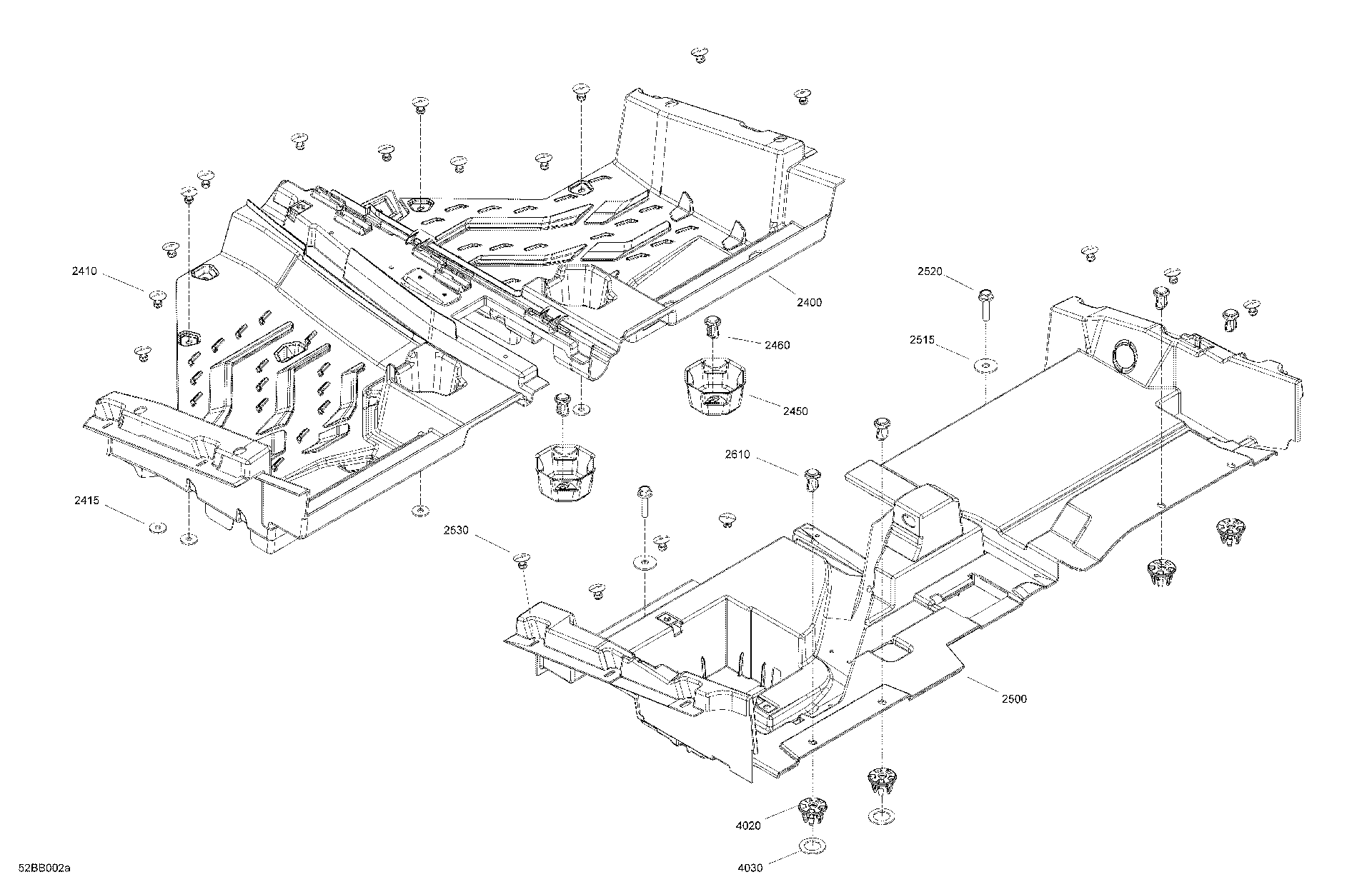 An Image of a Genuine Can-Am Parts Schematic Diagram showing the schematic - CAB INTERIOR - FLOOR