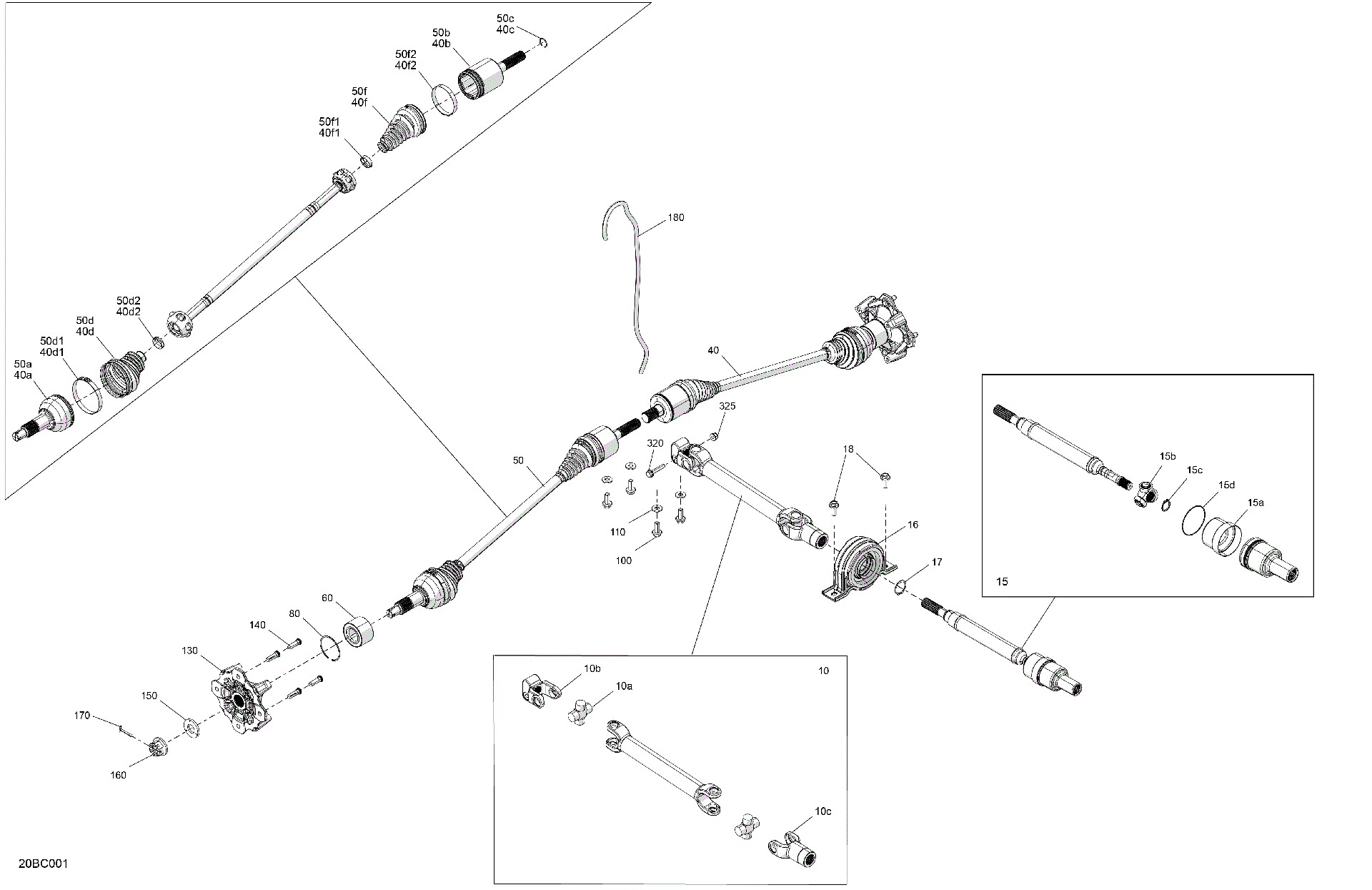 An Image of a Genuine Can-Am Parts Schematic Diagram showing the schematic - DRIVE - FRONT - COMMON PARTS