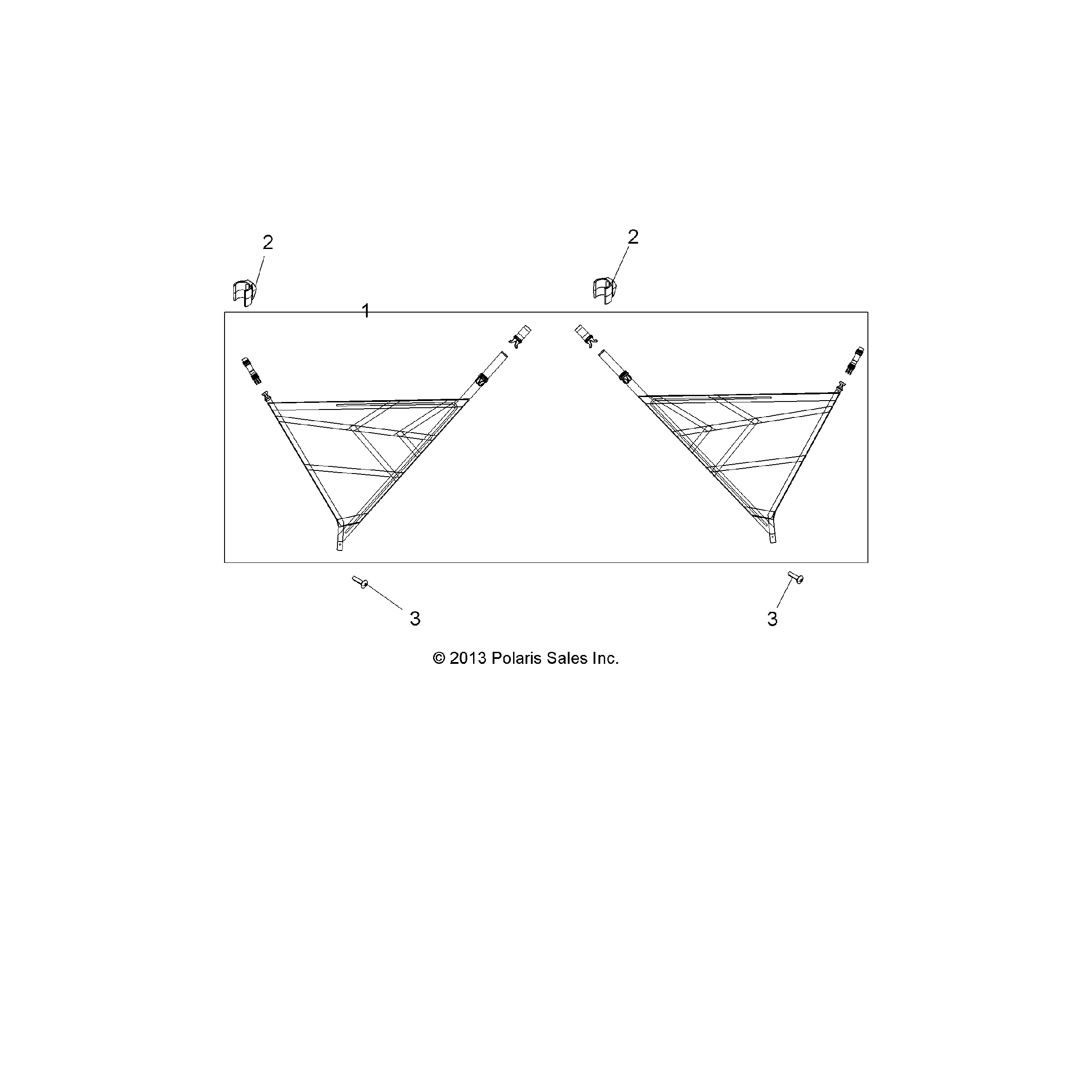 An Image of a Genuine Polaris Parts Schematic Diagram showing the schematic - BODY: SIDE NETS - 2015 POLARIS SPORTSMAN ACE 325 EFI