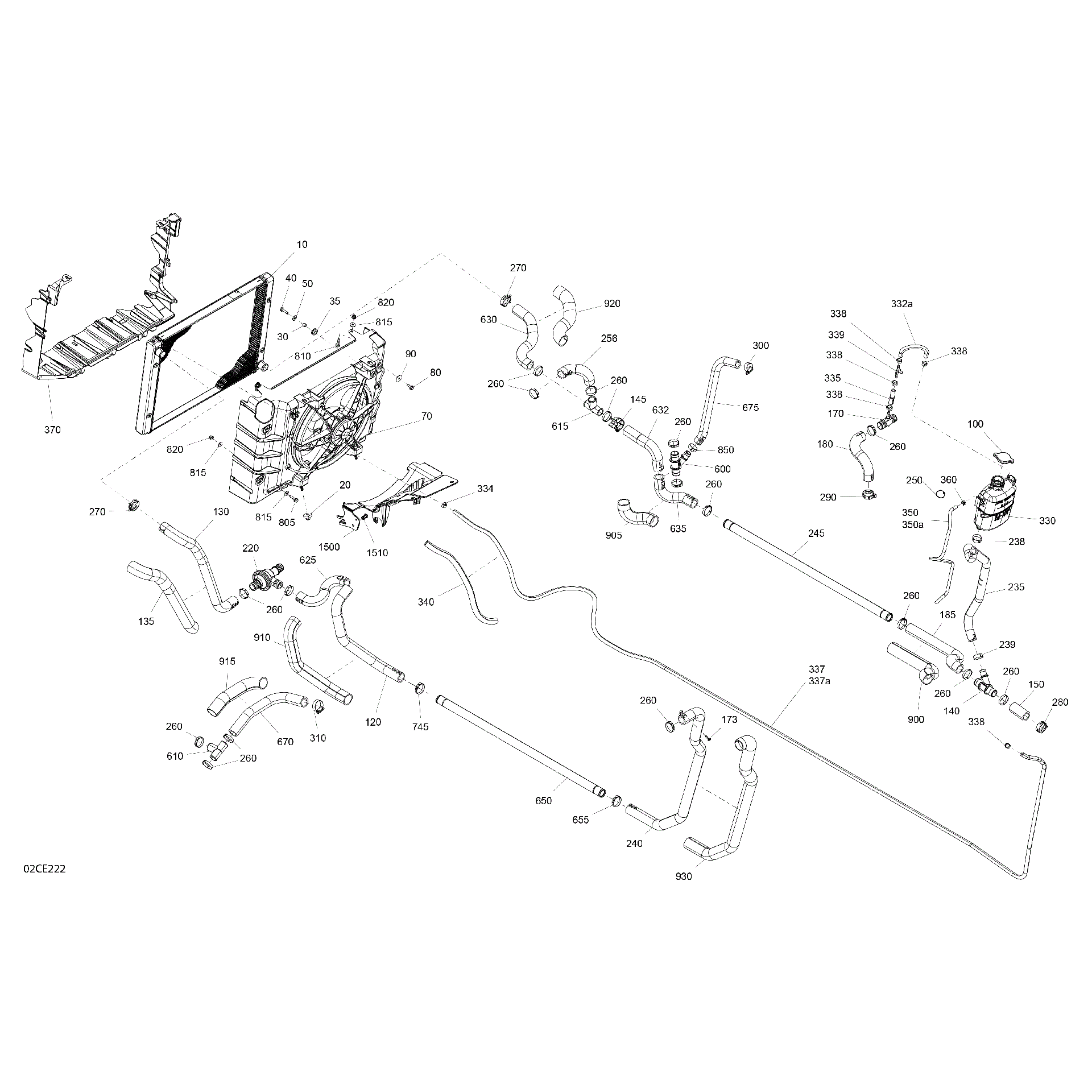 An Image of a Genuine Can-Am Parts Schematic Diagram showing the schematic - ENGINE - COOLING