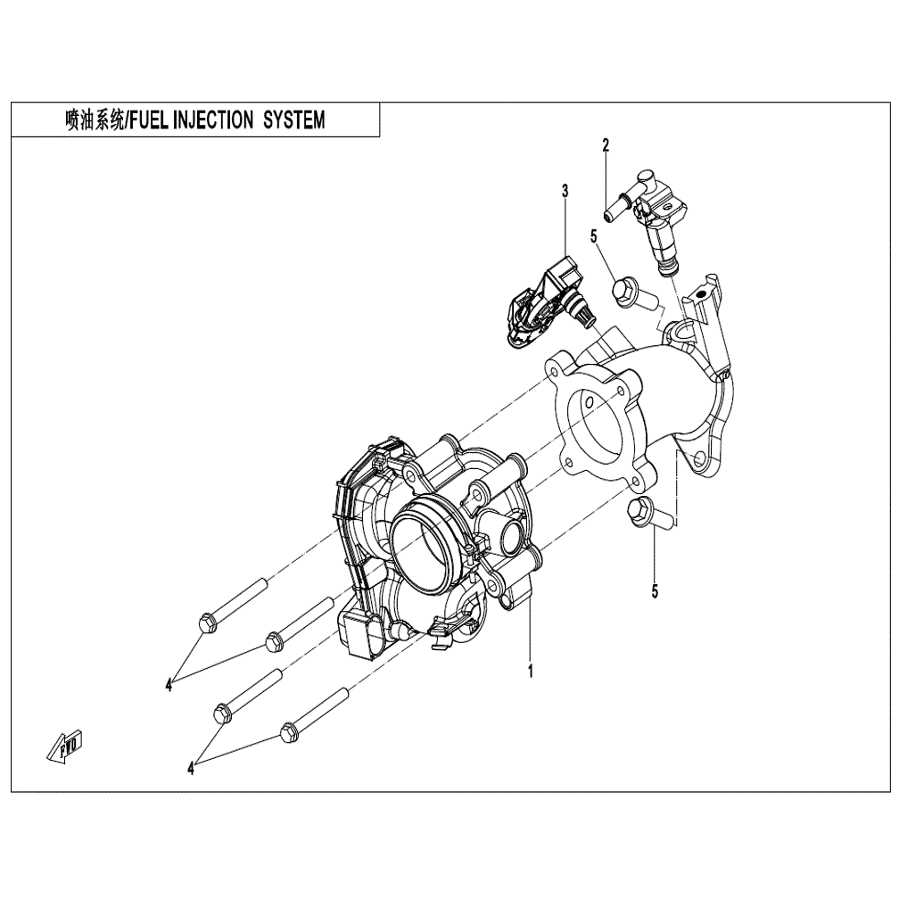 An Image of a Genuine CFMOTO Parts Schematic Diagram showing the schematic - FUEL INJECTION SYSTEM - 2021 CFMOTO UFORCE 600