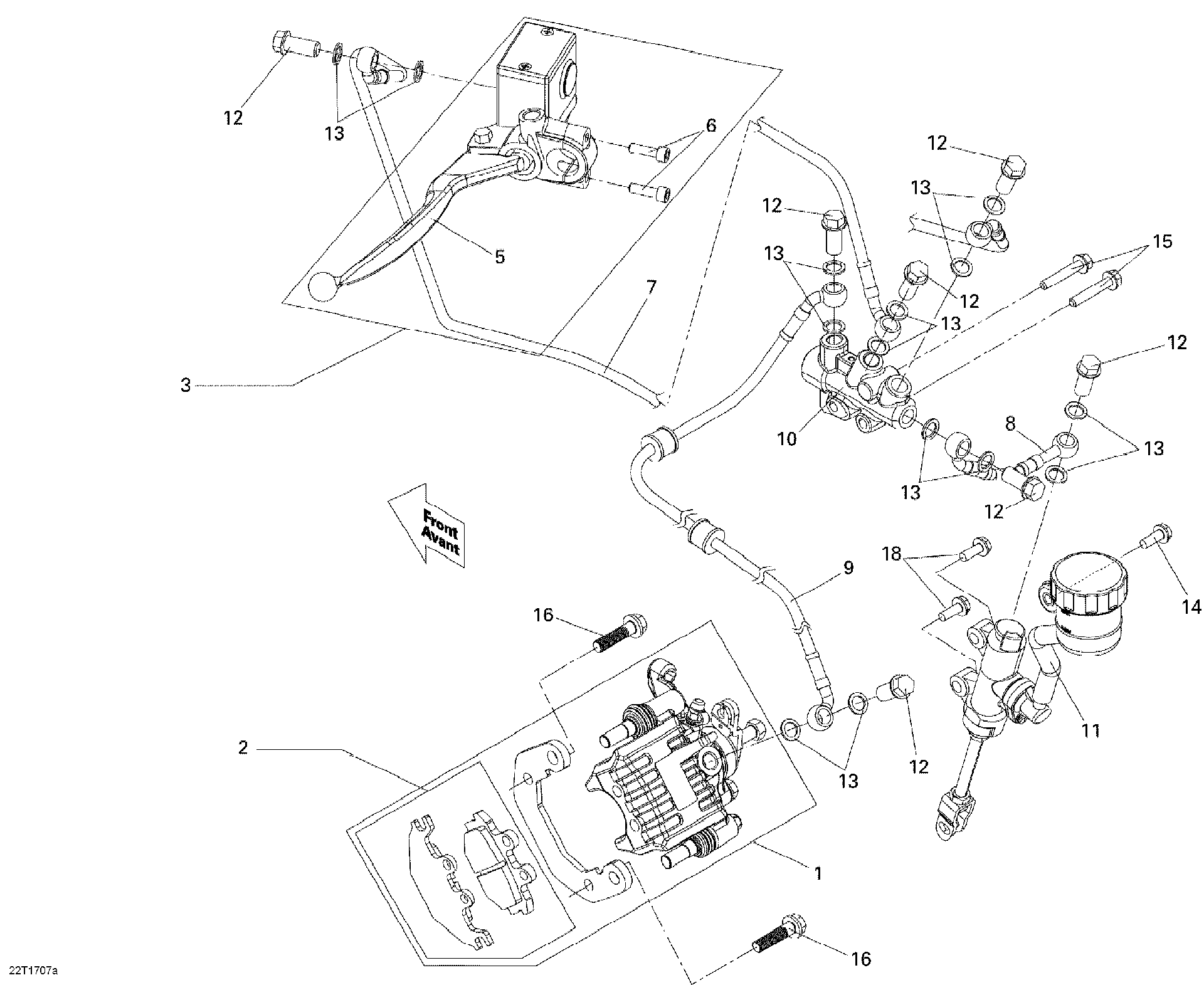 An Image of a Genuine Can-Am Parts Schematic Diagram showing the schematic - REAR BRAKE