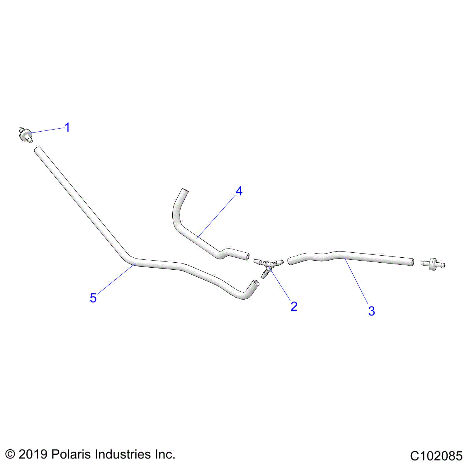 An Image of a Genuine Polaris Parts Schematic Diagram showing the schematic - FUEL SYSTEM: FUEL TANK VENTING - 2025 POLARIS SCRAMBLER XP 1000 55 LLP 49S