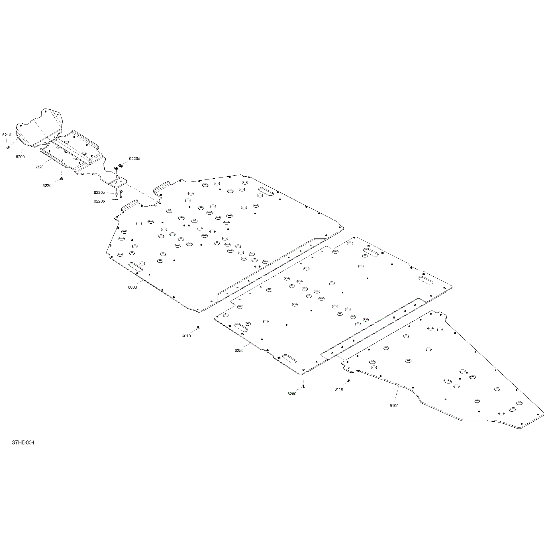 An Image of a Genuine Can-Am Parts Schematic Diagram showing the schematic - BODY - SKID PLATE