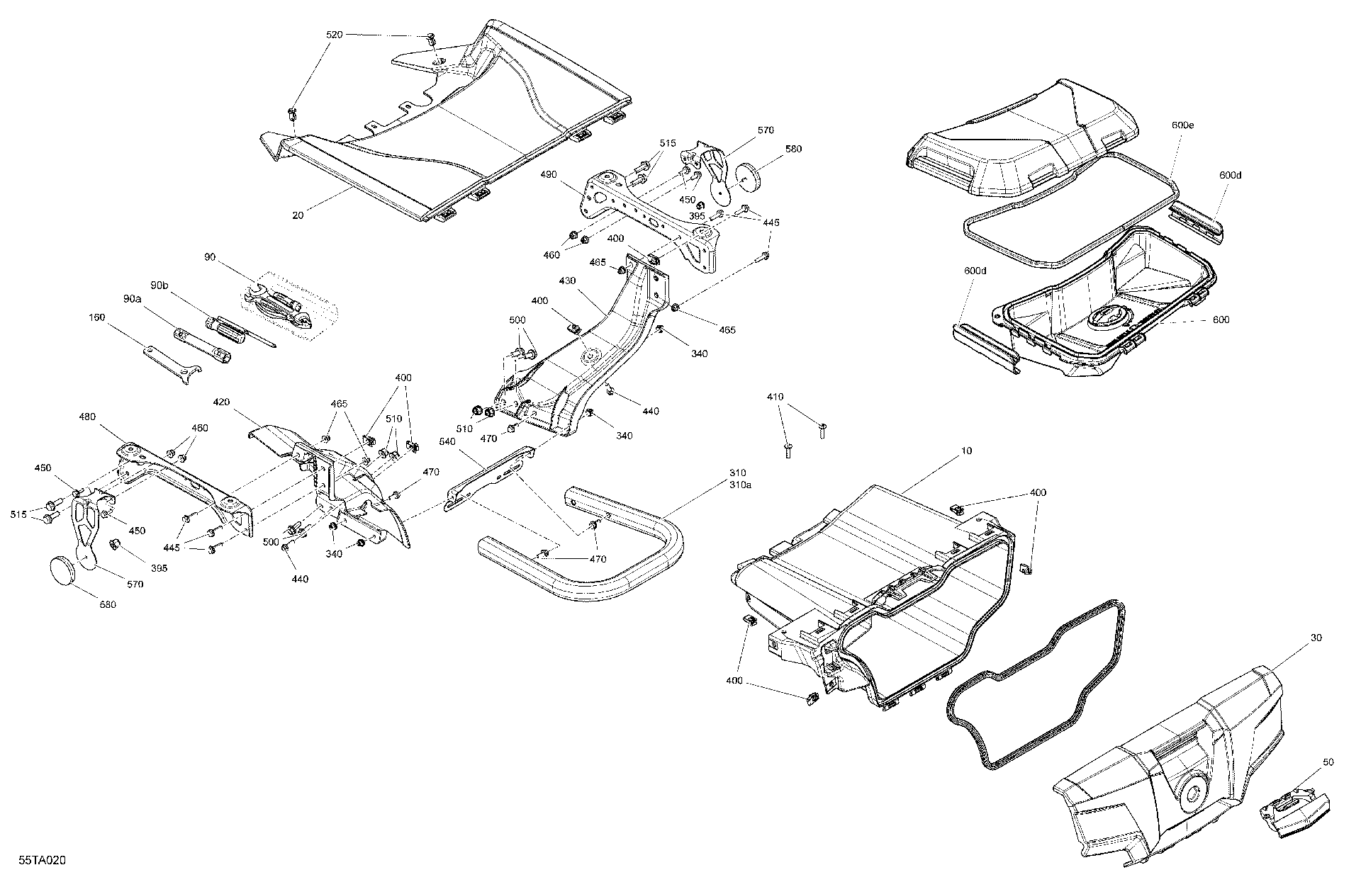 An Image of a Genuine Can-Am Parts Schematic Diagram showing the schematic - BODY - STORAGE TRAY