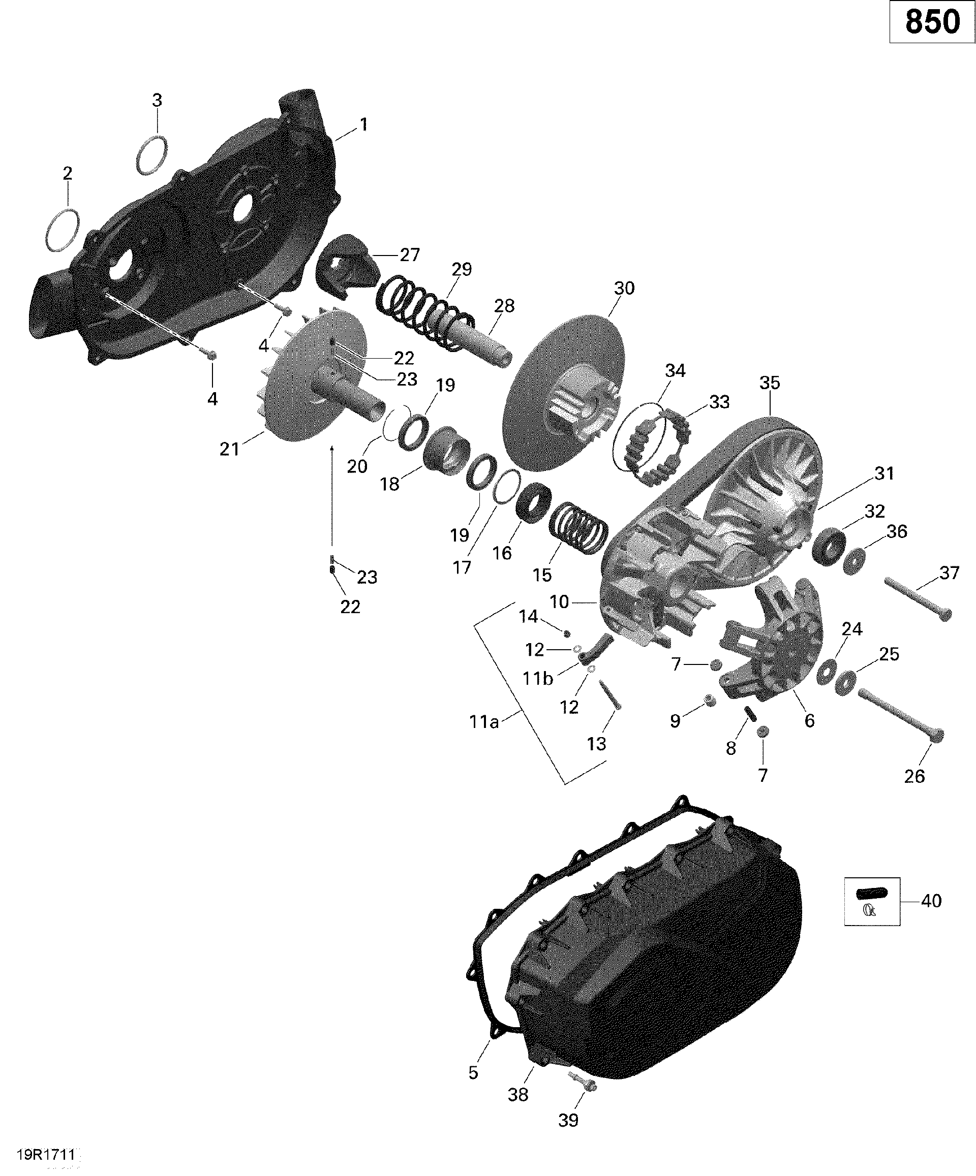 An Image of a Genuine Can-Am Parts Schematic Diagram showing the schematic - ROTAX - CVT