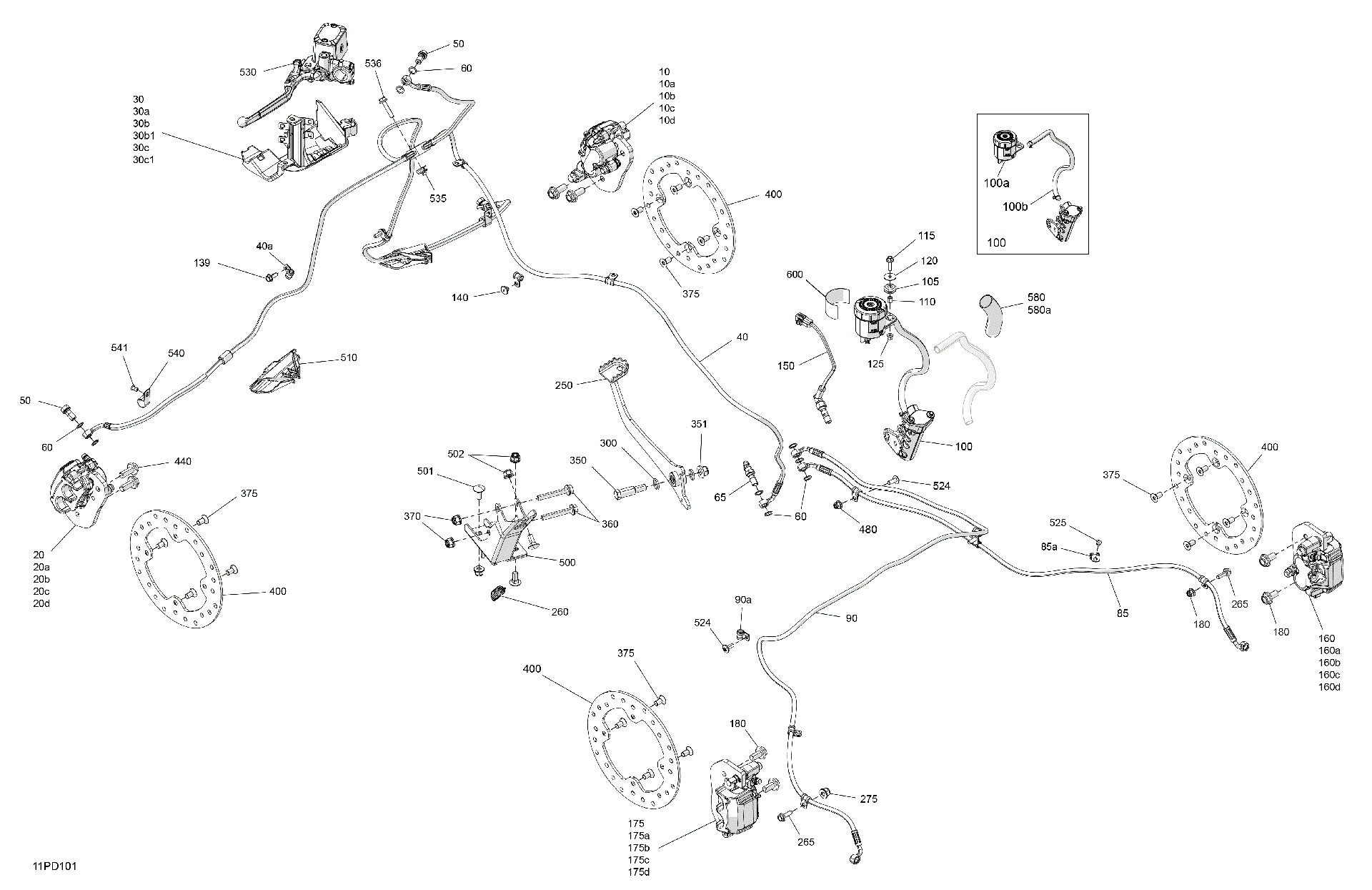 An Image of a Genuine Can-Am Parts Schematic Diagram showing the schematic - MECHANIC - BRAKE SYSTEM