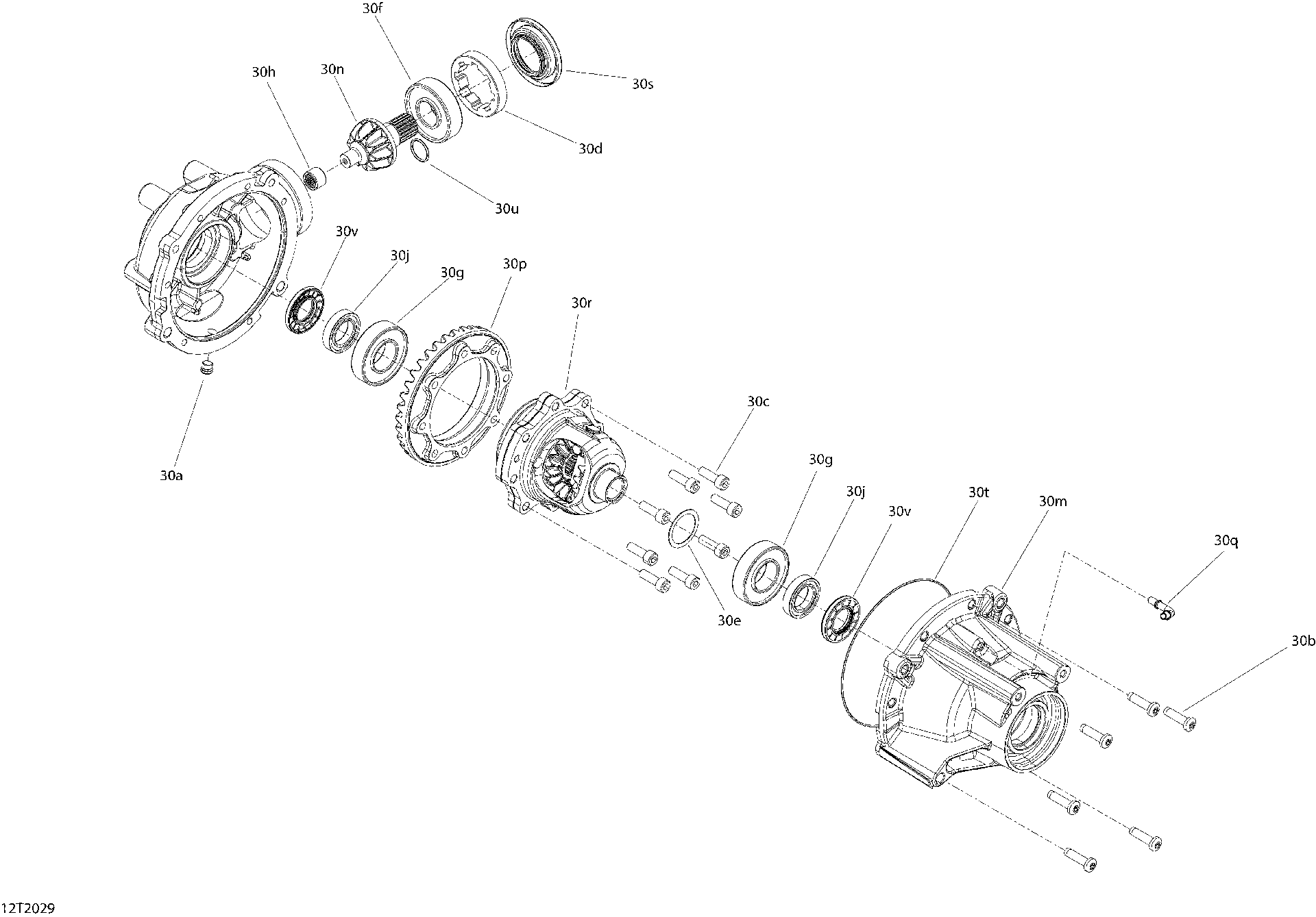 An Image of a Genuine Can-Am Parts Schematic Diagram showing the schematic - FRONT DRIVE - DIFFERENTIAL PARTS