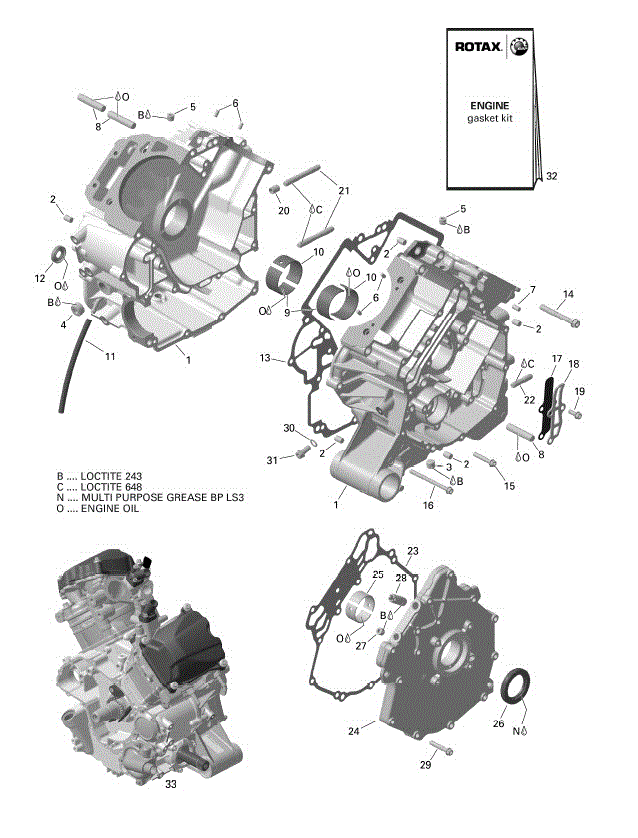 An Image of a Genuine Can-Am Parts Schematic Diagram showing the schematic - ROTAX - CRANKCASE