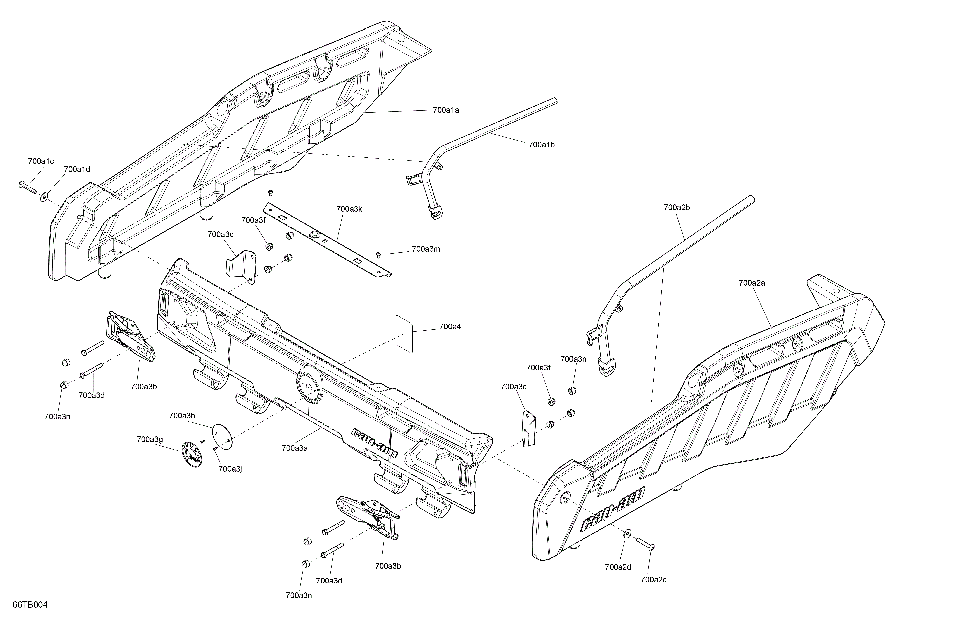 An Image of a Genuine Can-Am Parts Schematic Diagram showing the schematic - BODY - CARGO WALL