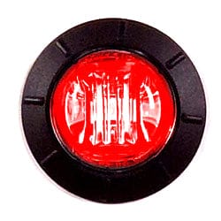A 3/4 Red Led Light by XTC Power, viewed from above, features a bright red translucent center with a glossy, reflective surface and a black circular frame.