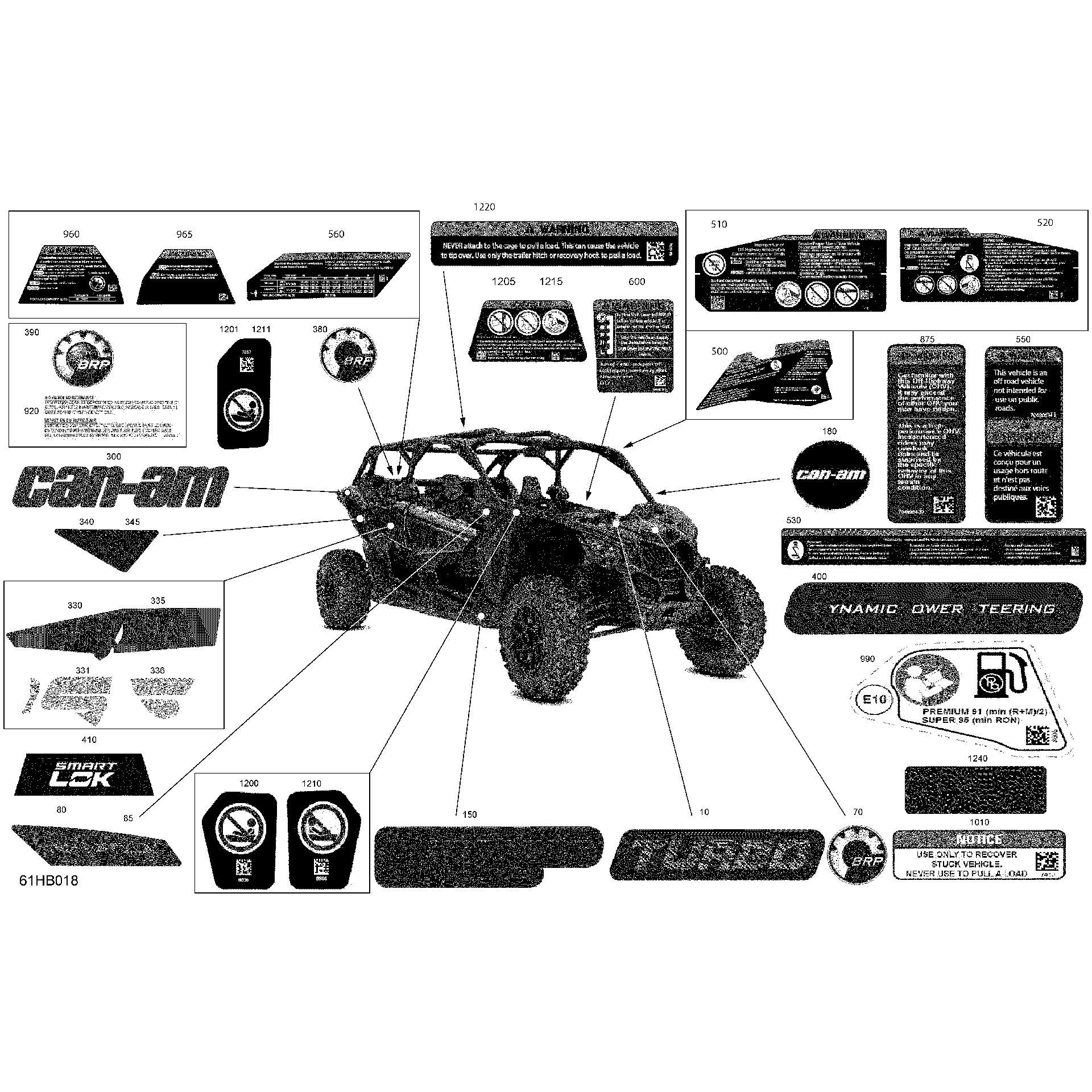 An Image of a Genuine Can-Am Parts Schematic Diagram showing the schematic - BODY - DECALS