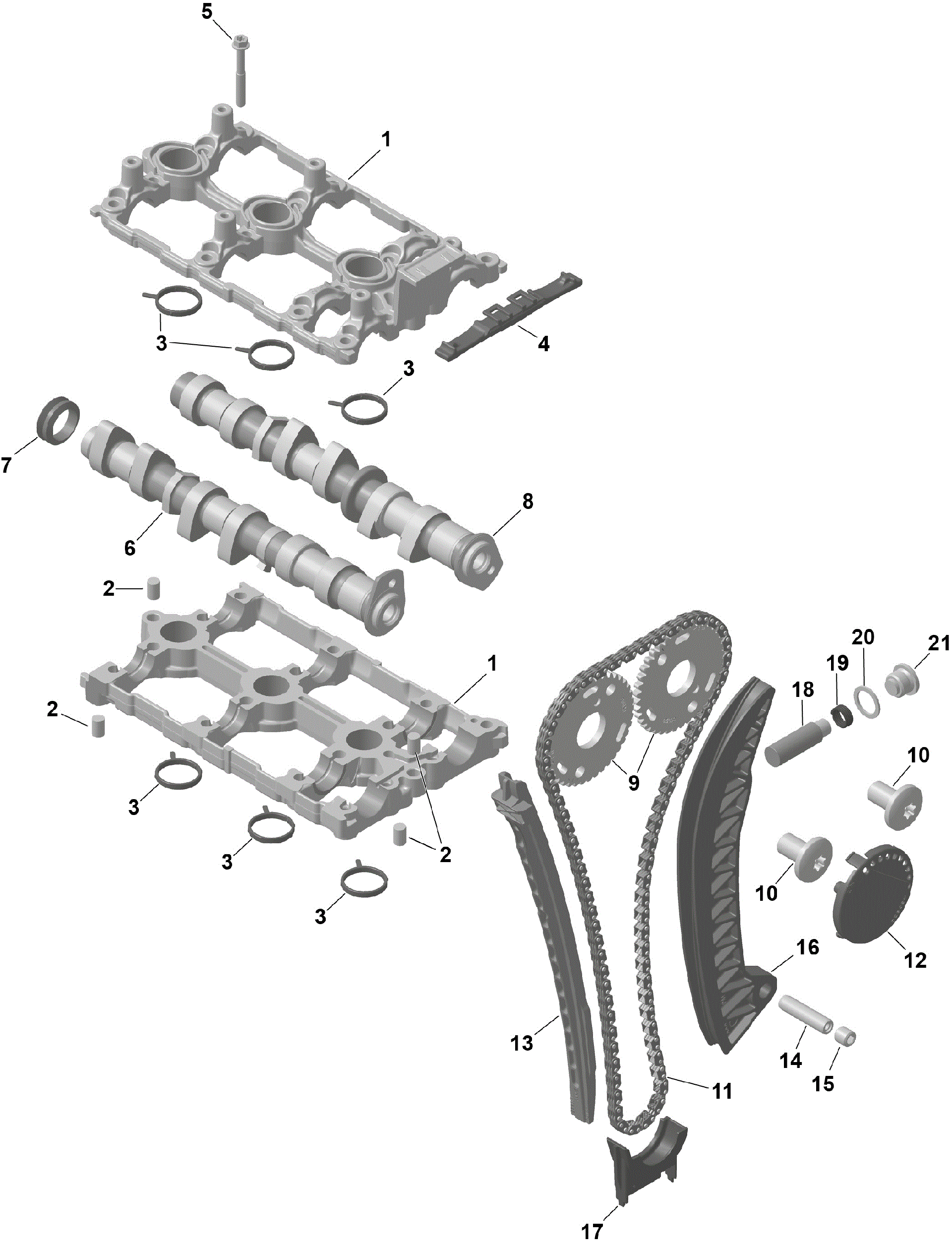 An Image of a Genuine Can-Am Parts Schematic Diagram showing the schematic - ROTAX - VALVE TRAIN